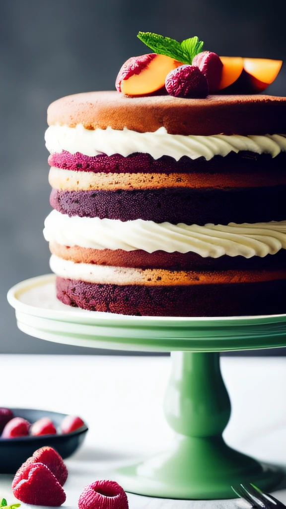 Na segunda imagem, The setting turns into a chocolate naked cake. Deep layers of cocoa cake are adorned by a rustic icing of dark chocolate ganache. Framboesas e groselhas, em tons ousados de vermelho e roxo, dance for the cake. The richness of the chocolate coating is accentuated by its imposing sheen, reflecting the irresistible desires of chocolate lovers. The combination of raspberries and currants offers a subtle contrast of acidity that harmonizes perfectly with the intense flavor of chocolate. A scene that doesn't just invite, but it also seduces.

Imagem 3: Subtle Elegance

The third image reveals the subtlety of the elegance of a vanilla Naked Cake. Layers of vanilla cake are lovingly wrapped in a fresh, lightly sweetened cream. Thin slices of fresh peaches, rosados e convidativos, are meticulously arranged over the cream. mint leaves, em verde vibrante, add a touch of freshness to the scene. The ensemble is a testament to beauty in simplicity, where the purity of the elements creates a visual harmony that is both smooth and exquisite.

Imagem 4: Boldness of Flavors

The fourth image explores the boldness of the combinations with an almond and pistachio Naked Cake. O bolo exibe camadas de rica textura, dipped in a rustic pistachio canopy. Kiwis fatiados, in vivid green, and lemon zest, vibrantes em amarelo, dance on cake. The contrast of colors is not only visual, mas uma promessa de sabores arrojados. O creme de pistache, suave e de matizes verdes, it's a cascade of innovation, while lemon zest add a thought-provoking dash of acidity. The result is a symphony of flavors and a visual composition that defies convention.