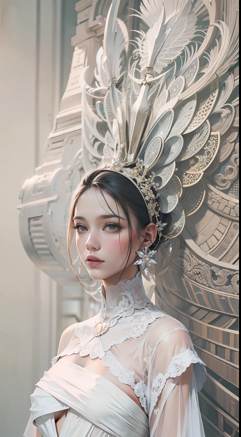 Beautiful woman in intricate Minimalist and Structured Outfit