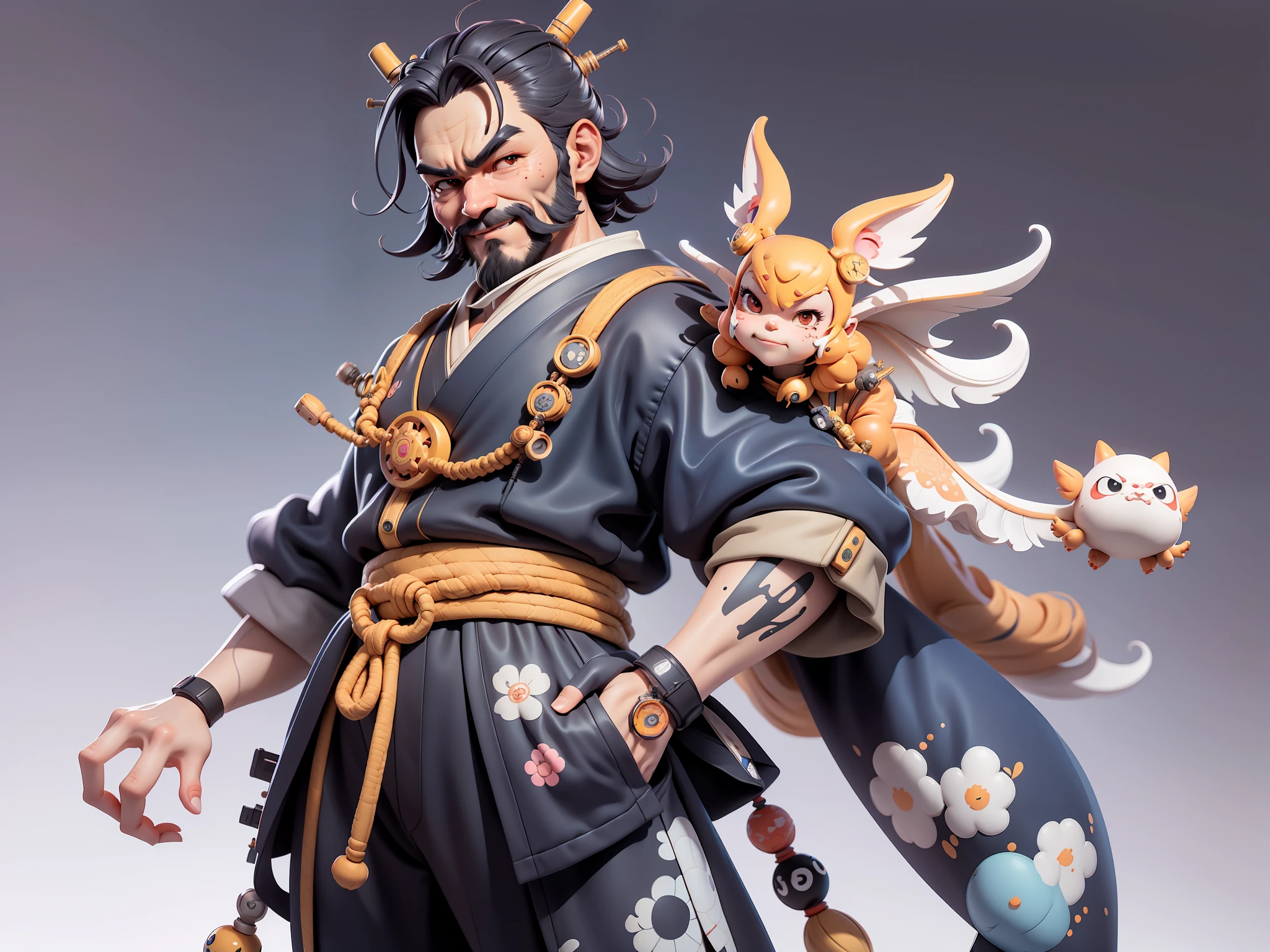 (Daisaku),(Need),(Super meticulous),(full bodyesbian:1.2),Japanese ukiyo-e girl,japanese geisha,Beautiful,Oriental dragon,Aeolian Thor,Raised sexy,爆乳,Oriental face,TV Anchor,Bust portrait illustration,Alone,In black suit,a blue tie,The face is slightly chubby,The face was clean,without a beard,Black super short hair,Black eyes,Smile confidently,3C computer sub-products,iPad, iphone,Digital painting,3D character design by Mark Clairen and Pixar and Hayao Miyazaki and Akira Toriyama,The illustration is a high-definition illustration in 4K resolution,With very detailed facial features and cartoon-style visuals。