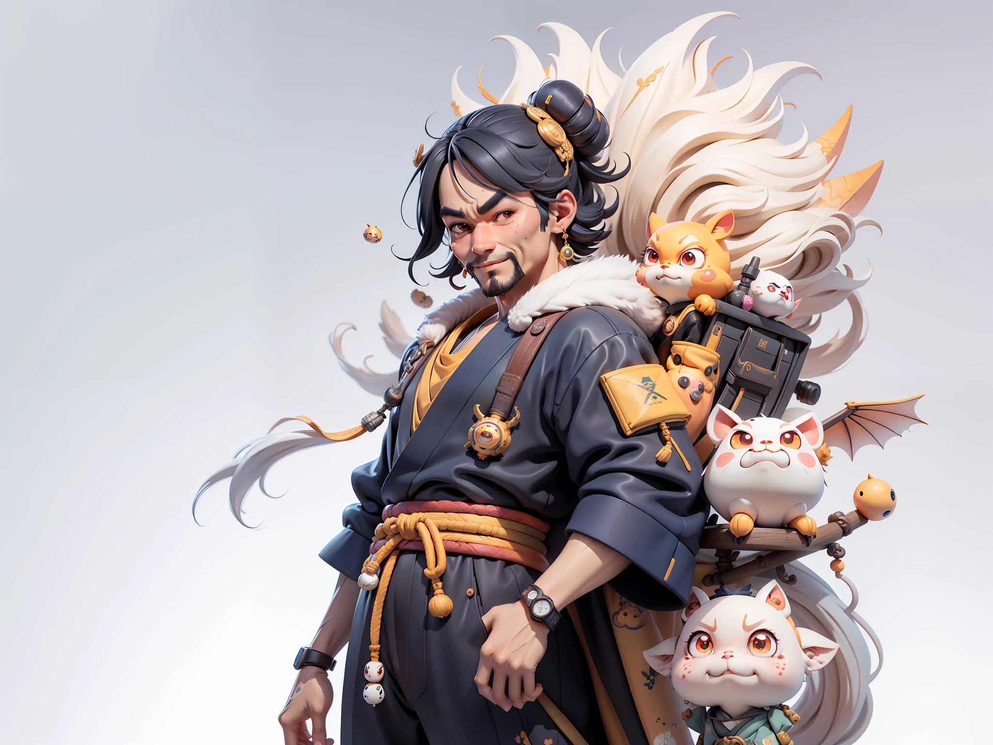 (Daisaku),(Need),(Super meticulous),(full bodyesbian:1.2),Japanese ukiyo-e girl,japanese geisha,Beautiful,Oriental dragon,Aeolian Thor,Raised sexy,爆乳,Oriental face,TV Anchor,Bust portrait illustration,Alone,In black suit,a blue tie,The face is slightly chubby,The face was clean,without a beard,Black super short hair,Black eyes,Smile confidently,3C computer sub-products,iPad, iphone,Digital painting,3D character design by Mark Clairen and Pixar and Hayao Miyazaki and Akira Toriyama,The illustration is a high-definition illustration in 4K resolution,With very detailed facial features and cartoon-style visuals。
