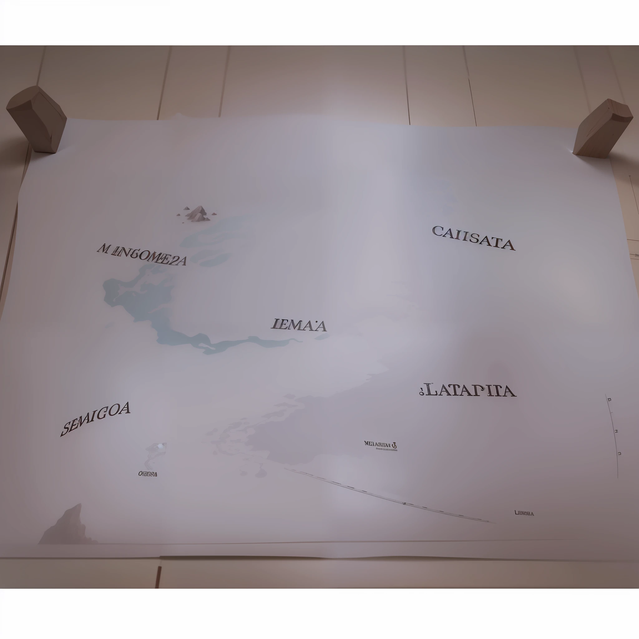 Melhor qualidade, obra-prima, ultra alta res, nu sem humanos, (longo: 1.2), sem humanos, mapa com sete ilhas, estilo cartografia medieval, mapa de cartografia, muito detalhado.