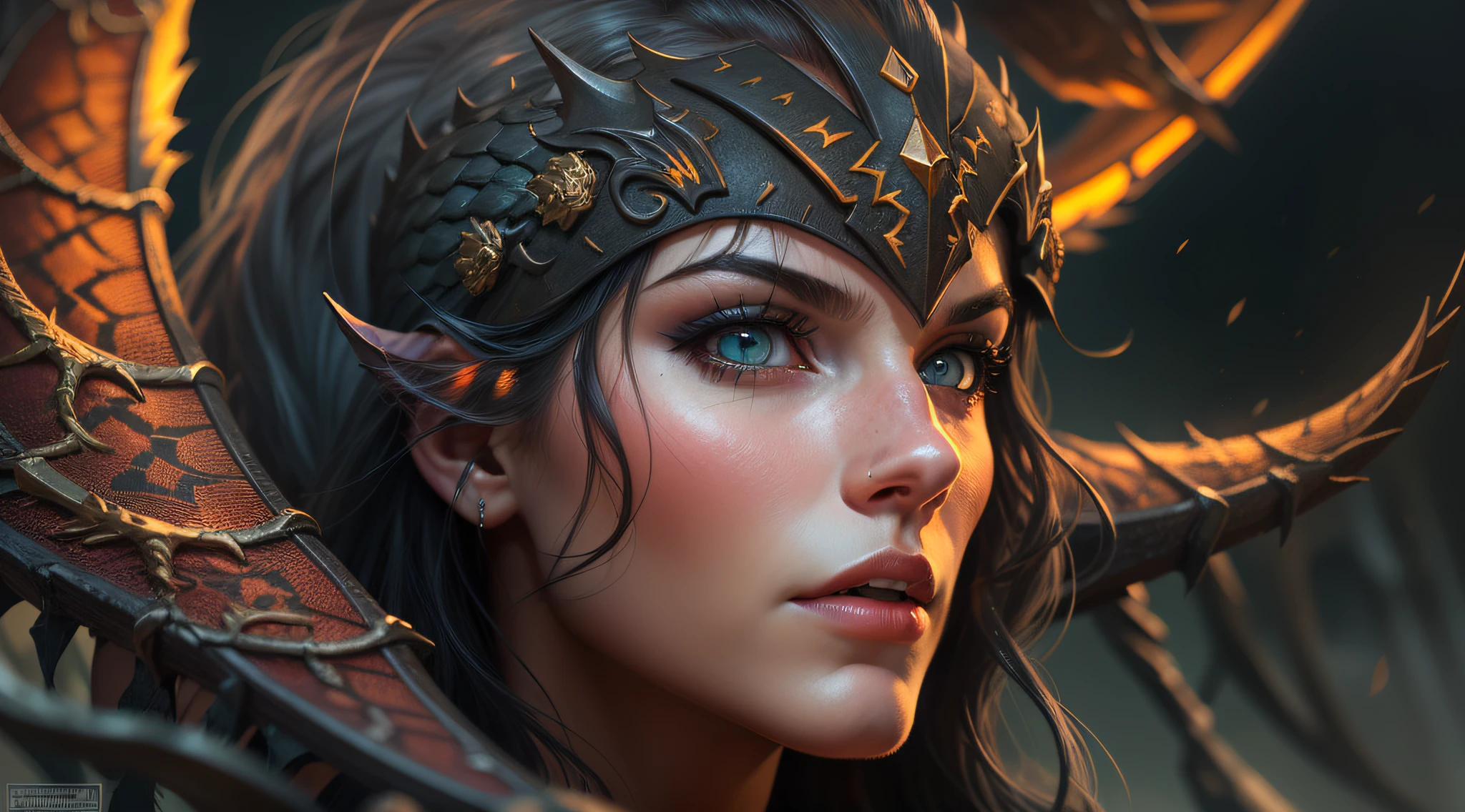 retrado de uma mulher de cabelos brancos feito a lua, olhos amarelos brilhantes, foco nos olhos, Detailed face with expression of malice and cunning, Black dragon behind sitting looking forward waiting, noite, formato de desenho de fantasia medieval, fantasia escura, deusa, rainha das bruxas, bruxa, guerreira, obra prima, super qualidade, alta qualidade, hd, ultra hd, 3D, 8K, super obra prima, epic fantasy, super detalhado, arte detalhada