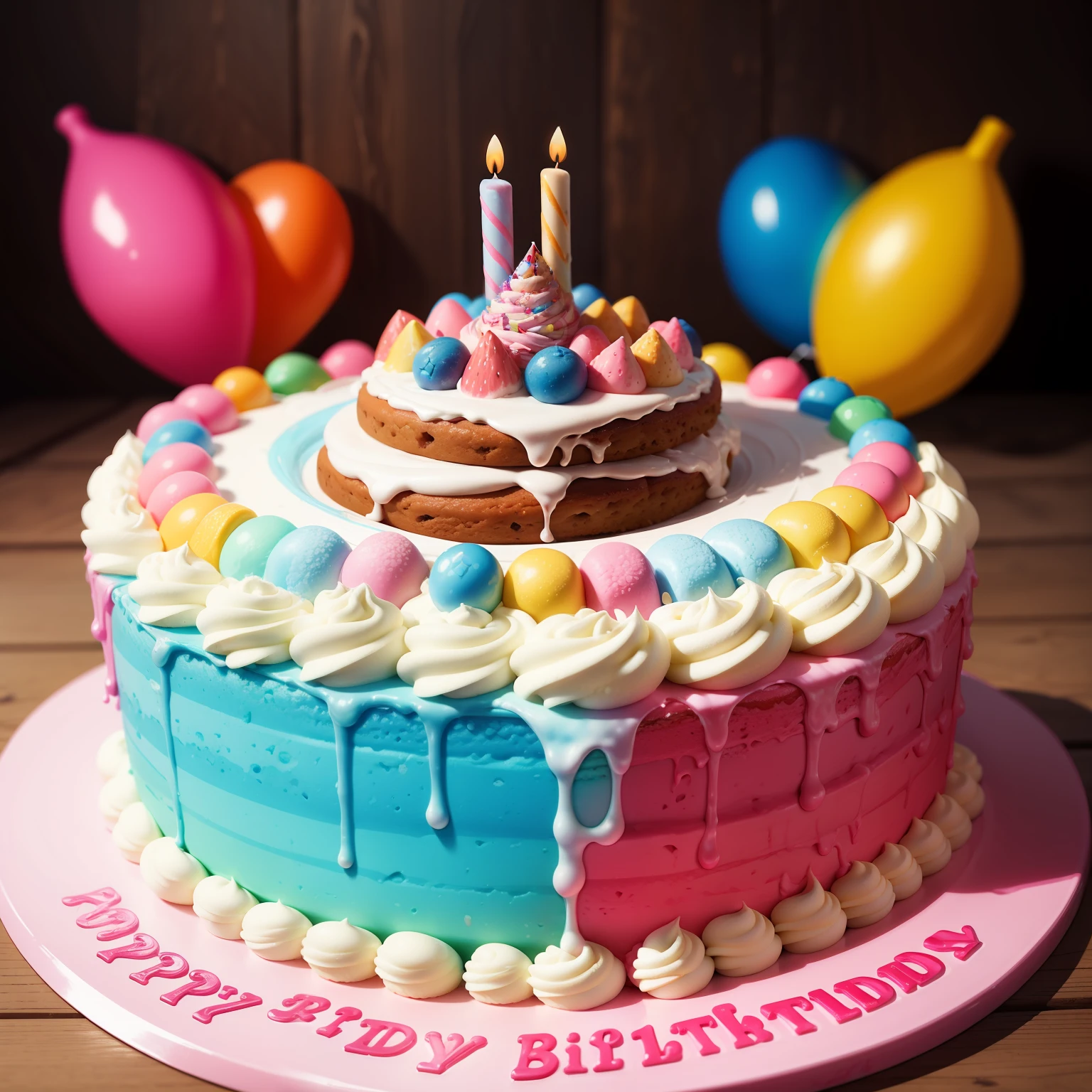 A colorful child's birthday cake