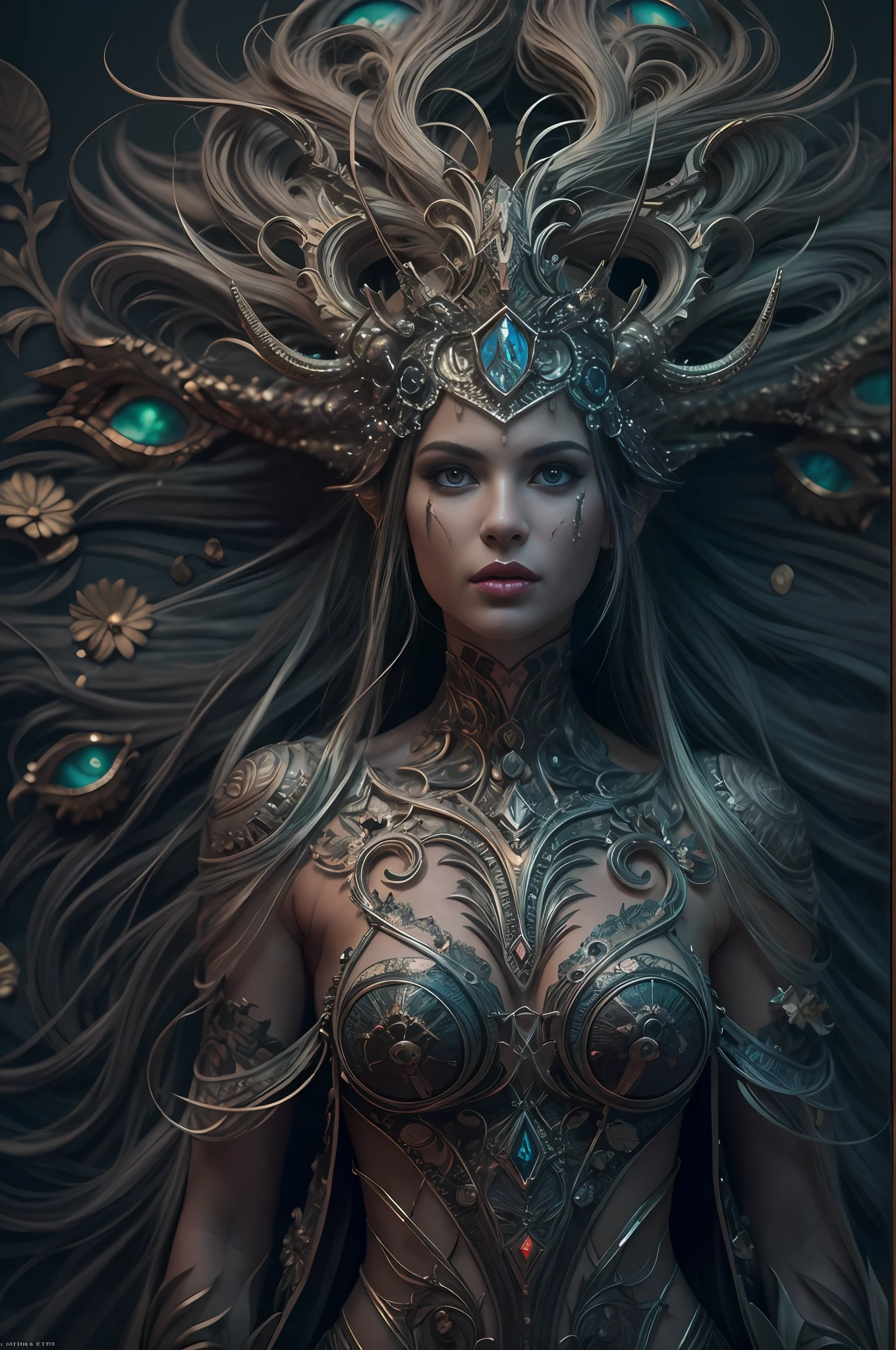 ((Best Quality)), ((Masterpiece)), (Very Detailed:1.3), Full body shoot of stunnig beauty female Forest spirit, long hair, valhala background, Lightnings, dynamic pose, less clothes, perfect detailed face, detailed symmetric hazel eyes with circular iris, realistic, stunning realistic photograph, 3d render, octane render, intricately detailed, cinematic, trending on artstation, Isometric, Centered hipereallistic cover photo, awesome full color, hand drawn, dark, gritty, mucha, klimt, erte 12k, high definition, cinematic, neoprene, behance contest winner, portrait featured on unsplash, stylized digital art, smooth, ultra high definition, 8k, unreal engine 5, ultra sharp focus, intricate artwork masterpiece, ominous, epic, TanvirTamim, trending on artstation, by artgerm, h. r. giger and beksinski, highly detailed, vibrant, 8k