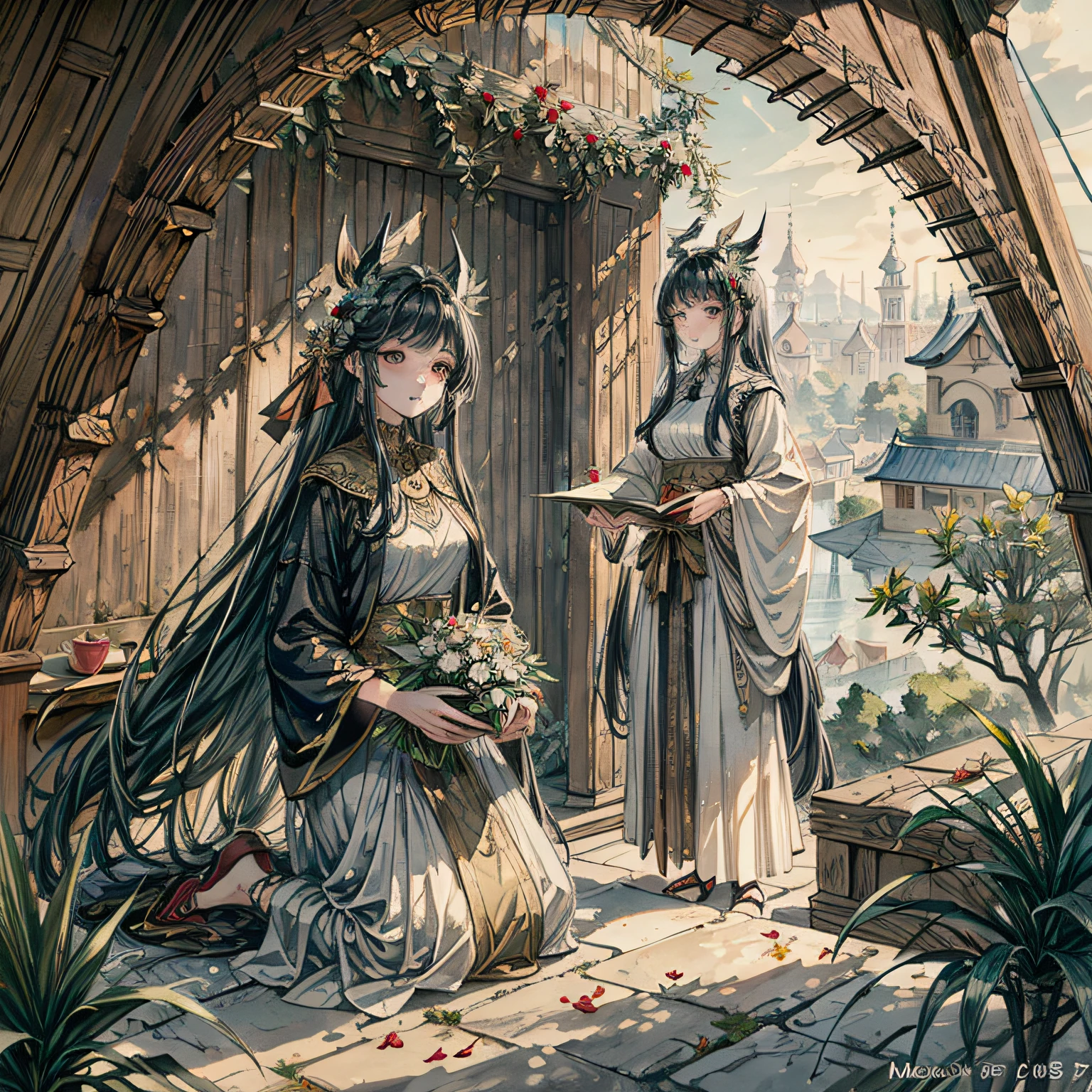 (masterpiece, best quality, beautiful art:1.4), (no human:1.5), in the tapestry of time, your story weaves a masterpiece, magical and dreamy, with surreal architecture designed by hieronymous bosch. The city is inspired by ancient roman buildings. It has many talli elements that fall like vines & ivy growing from its walls. The colors are very bright and vibrant, and they're in the style of unreal engine 5, highly detailed, intircate, (sharp focus:1.6), volumetric lighting, cinematic wallpaper, 8k, romantic