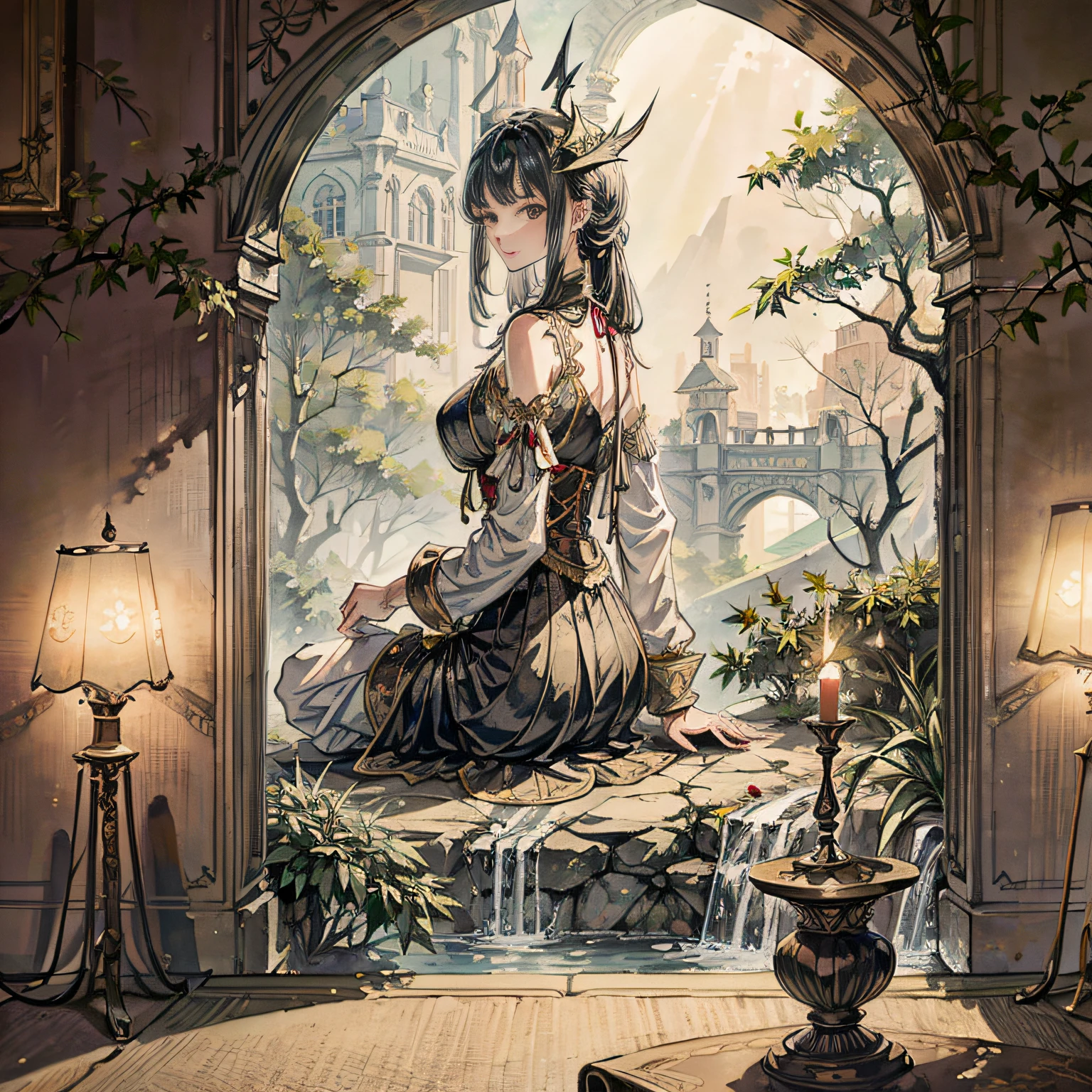 (masterpiece, best quality, beautiful art:1.4), (no humans:1.9), in the tapestry of time, your story weaves a masterpiece, magical and dreamy, with surreal architecture designed by hieronymous bosch. The city is inspired by ancient roman buildings. It has many talli elements that fall like vines & ivy growing from its walls. The colors are very bright and vibrant, and they're in the style of unreal engine 5, highly detailed, intircate, (sharp focus:1.6), volumetric lighting, cinematic wallpaper, 8k, romantic