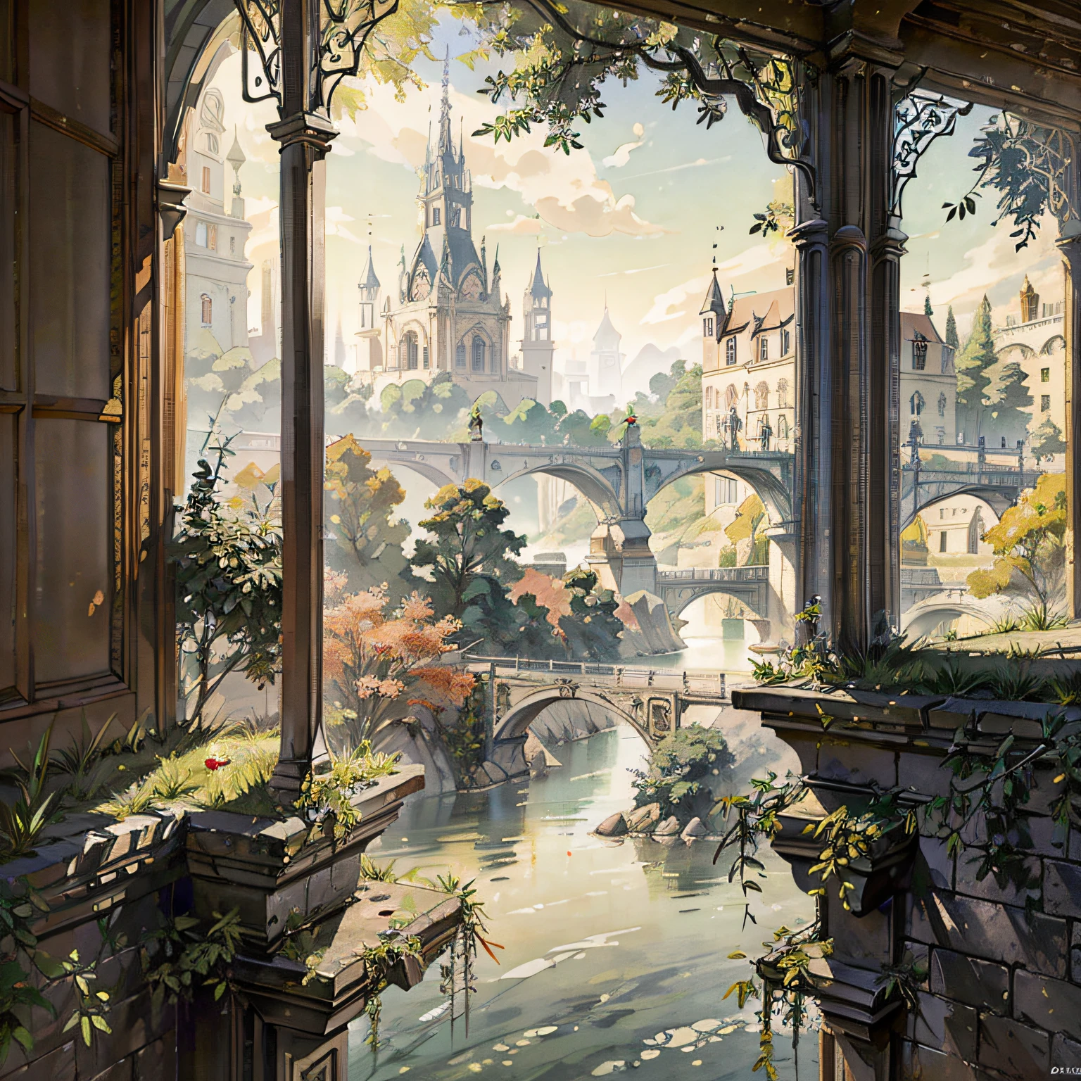 (masterpiece, best quality, beautiful art:1.4), (no humans:1.9), in the tapestry of time, your story weaves a masterpiece, magical and dreamy, with surreal architecture designed by hieronymous bosch. The city is inspired by ancient roman buildings. It has many talli elements that fall like vines & ivy growing from its walls. The colors are very bright and vibrant, and they're in the style of unreal engine 5, highly detailed, intircate, (sharp focus:1.6), volumetric lighting, cinematic wallpaper, 8k, romantic