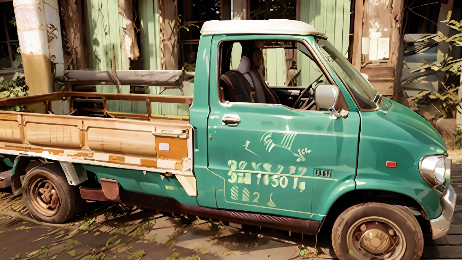 Change to a retro style car,in a panoramic view