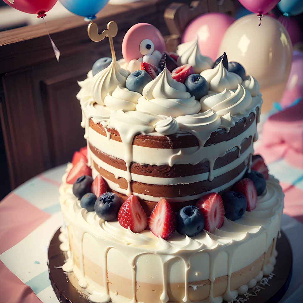 a beautiful colorful cake for a child's birthday party --auto --s2