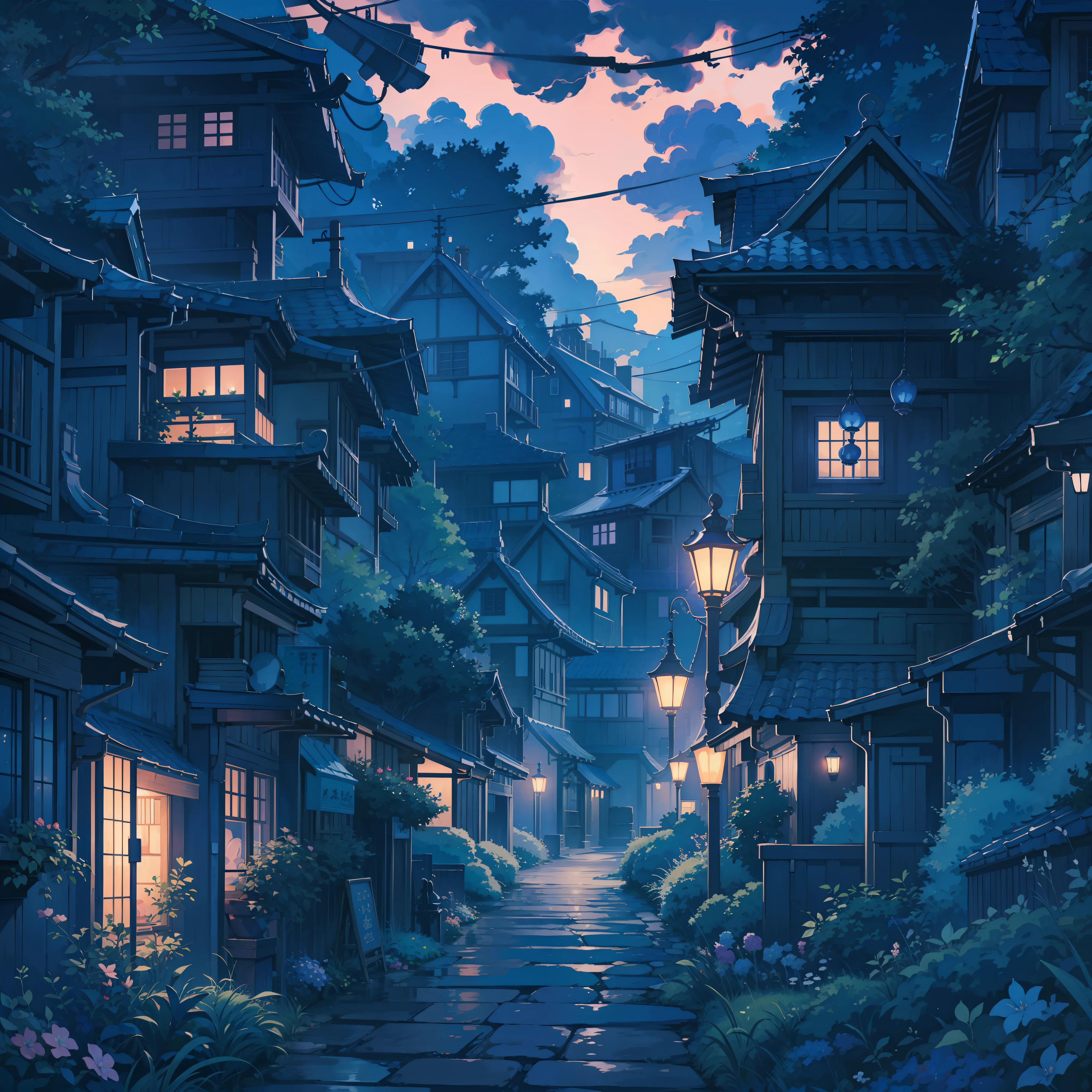 Blue Studio Ghibli Wallpaper, Ghibli Inspired Atmosphere Night Ambiance