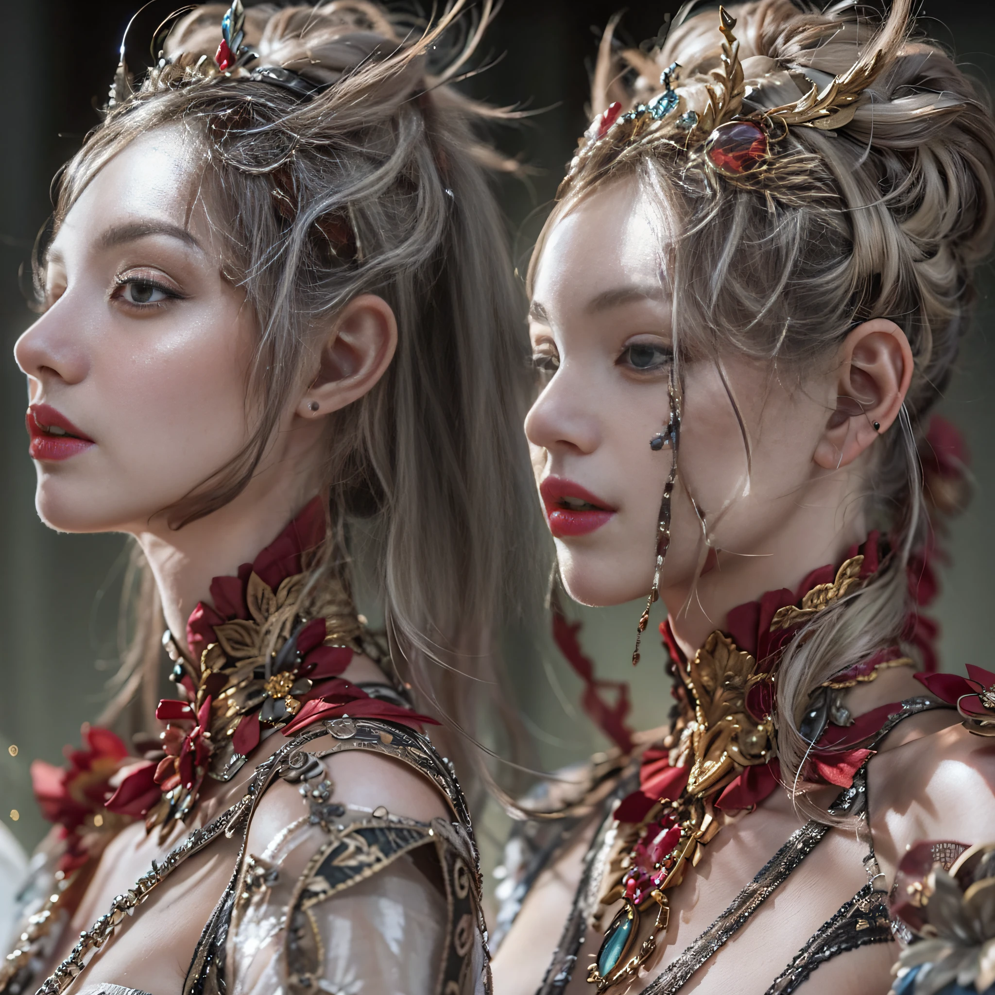 ((​masterpiece:1.4)、(top-quality:1.4)、(reallistic:1.7))、a beauty girl、Extraordinary beauty、Bondage style:1.4、latex shiny:1.4、Latex bodysuit、By Luis Royo、age19、1girl in:1.4、Ultra Bikini、Super sexy young girl、Looking Back Beauty、Outstanding proportions、4fingers and 1thumb、Outstanding style、standingn、fullllbody、foco nítido:1.5、Slender Abs、Anatomically correct representation of the human body:1.4、beauty legs、Two legs and two arms、Beautiful ass、A detailed eye、Raw photo、red-lips、Red high heels、a choker、a necklace、耳Nipple Ring、Detailed depiction of a fantastic mythical world landscape:1.4、
