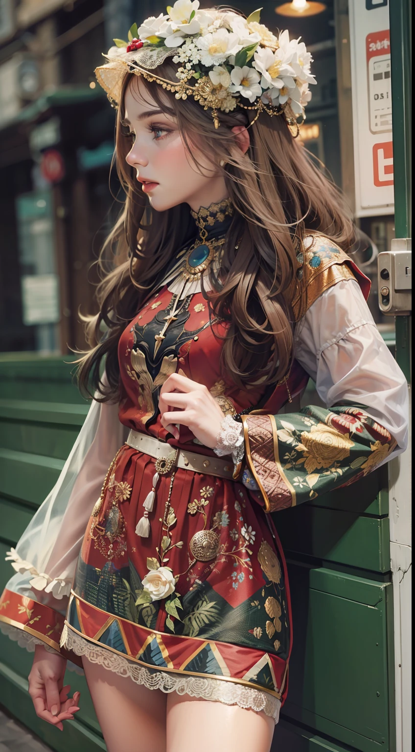 Beautiful woman in intricate Urban Vintage Outfit