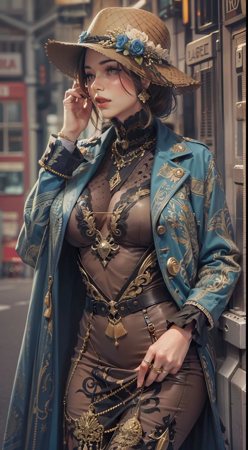 Beautiful woman in intricate Urban Vintage Outfit