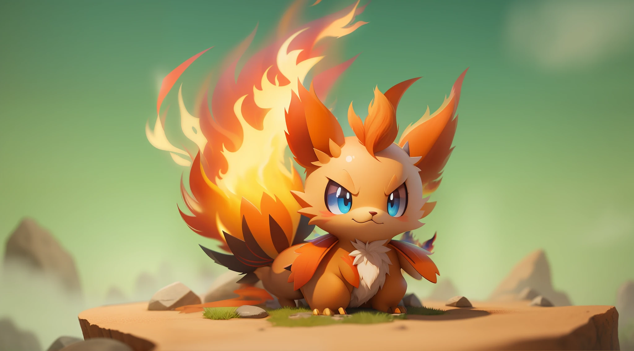 background with flames and rocks