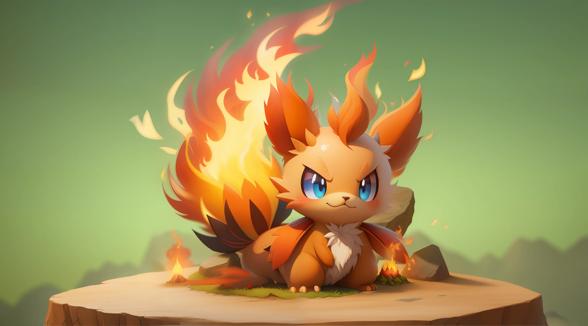 background with flames and rocks