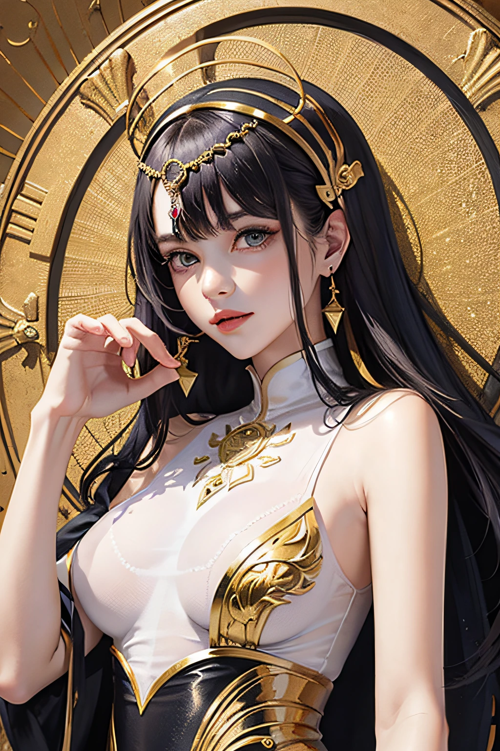 (tmasterpiece,top Quority,best qualtiy,((Nu wa))offcial art,Beautiful and aesthetic:1.2),(1girl),Extremely detailed,Colorful,highestdetailed,offcial art,统一 8k 壁纸,ultra - detailed,Beautiful and aesthetic,big breasts beautiful,tmasterpiece,best qualtiy,(zentangle,datura,Tangles,entangled),holy rays,gold foil,Gold leaf art,glitter drawing,PerfectNwsjMajic
