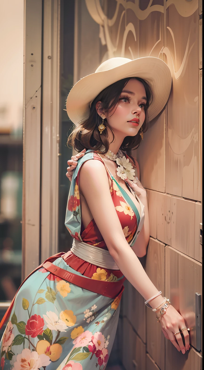 Beautiful woman in intricate Retro Vintage Outfit