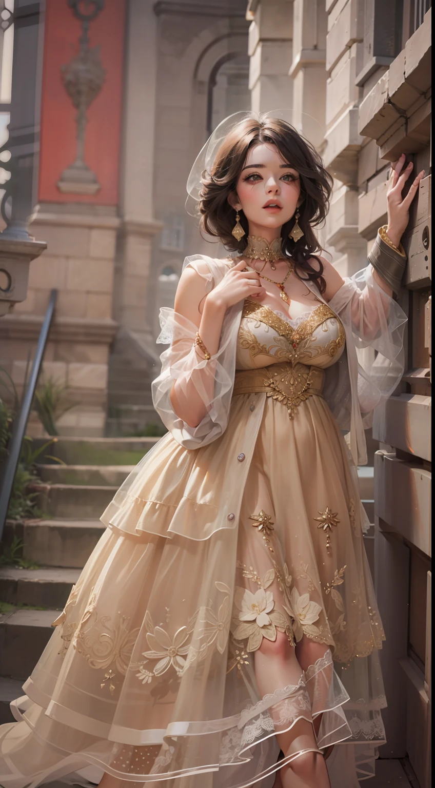 Beautiful woman in intricate Romantic Vintage Outfit
