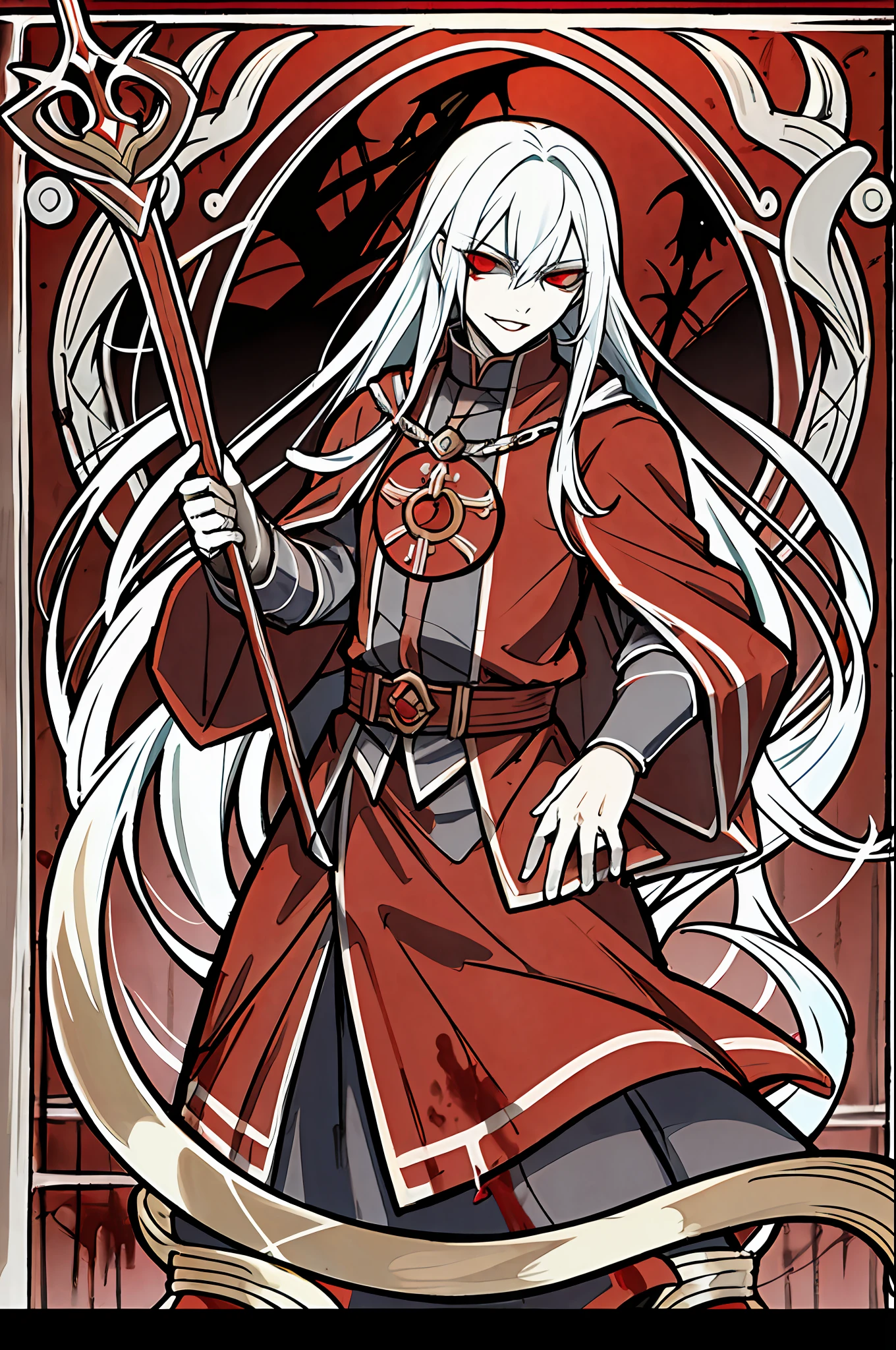 blood mage, Vladimir, by bestiary_style, masterpiece, best quality, blood splash, blood drain, vampire