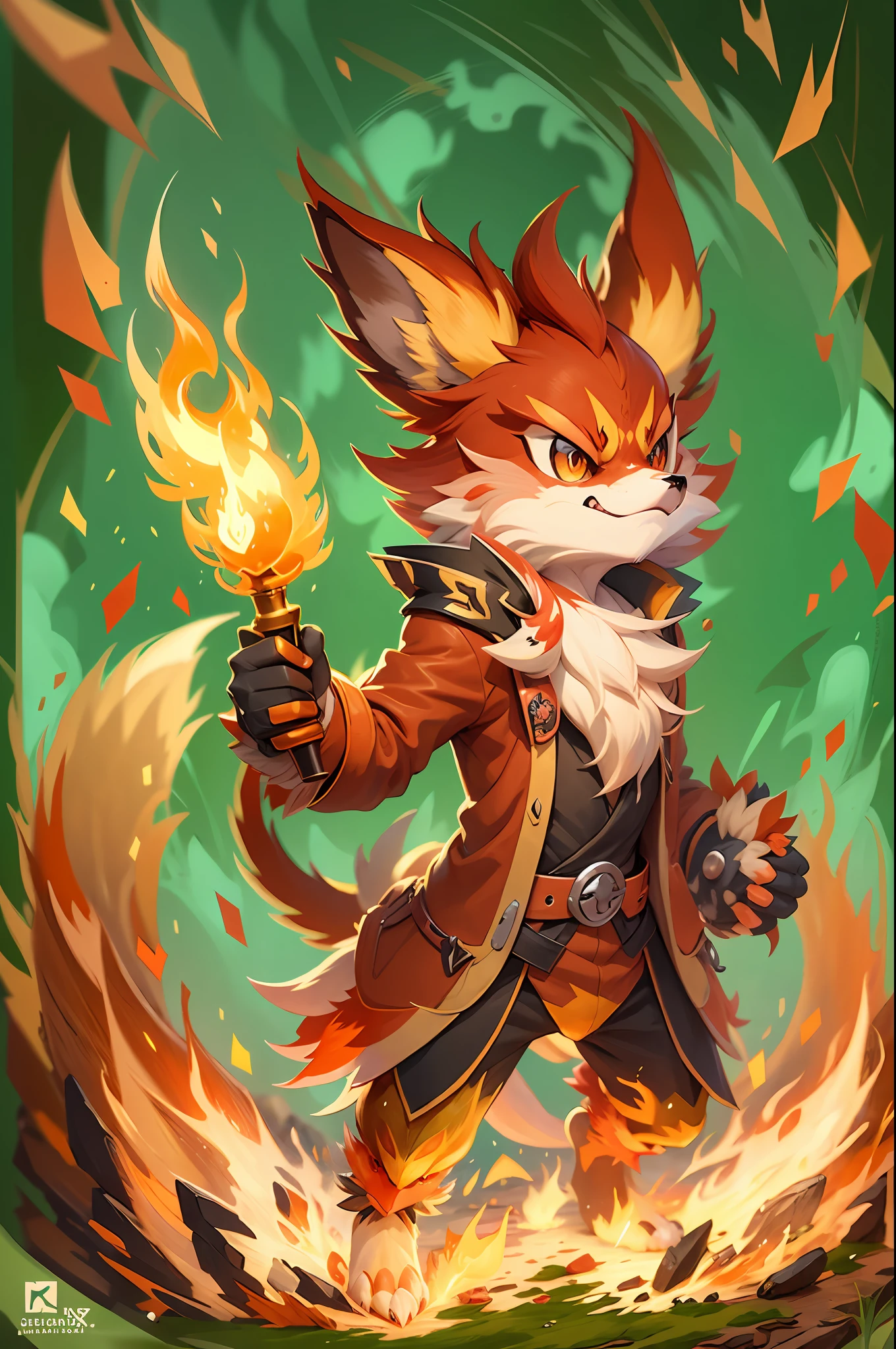 pokemon is a type of pokemon that is very popular in the game, fire type, fiery bird, official splash art, fierce expression 4k, marco the phoenix, style of duelyst, pokemon art style, illustration pokemon, fire!! full body, fox from league of legends chibi, kitsune holding torch, the fox-like evolution pokemon, portrait of zeraora