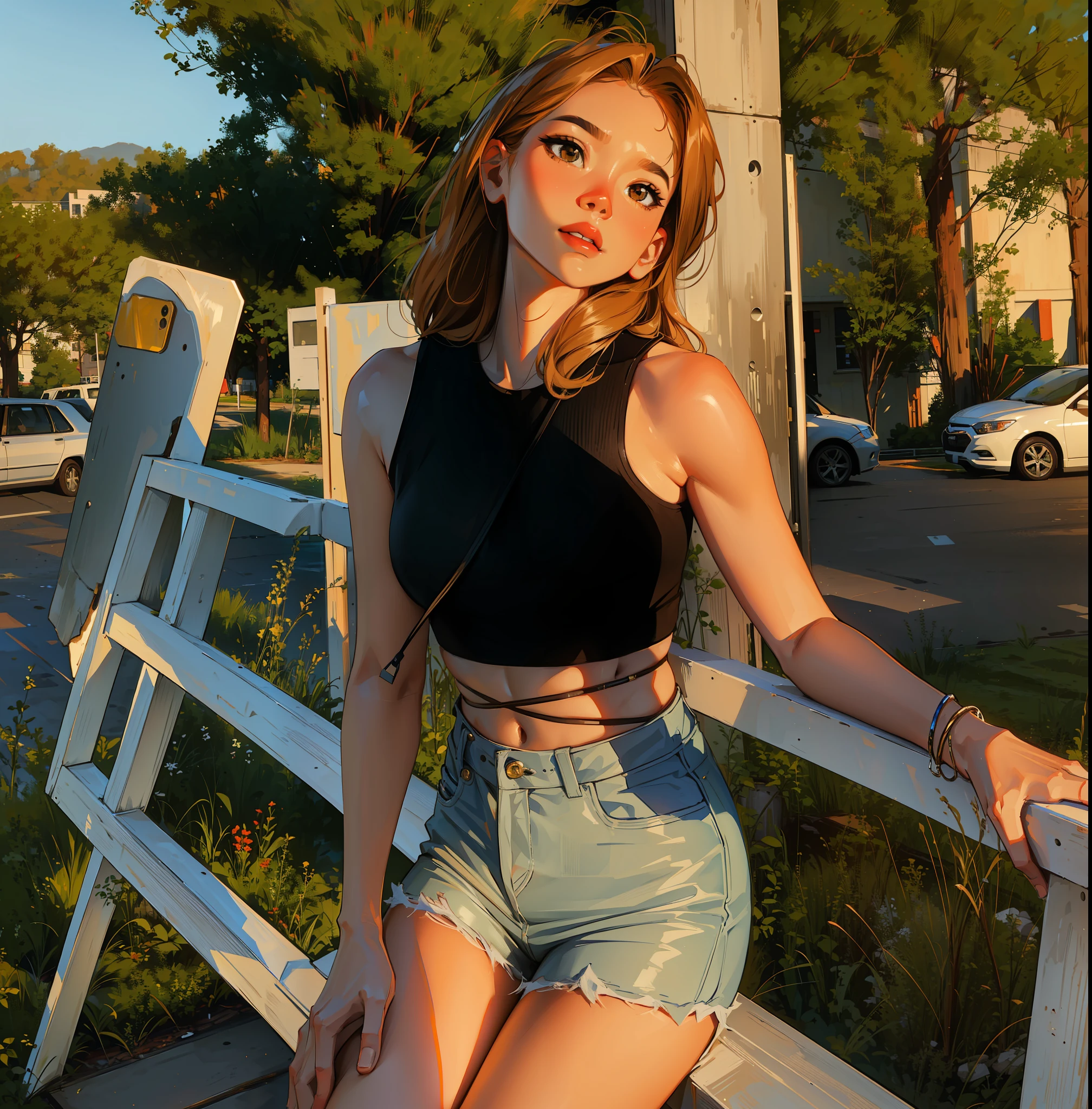 ((Best Quality, 8K, Masterpiece: 1.3)), Pretty, young woman, smooth skin, stylish, social, brown eyes, tanned