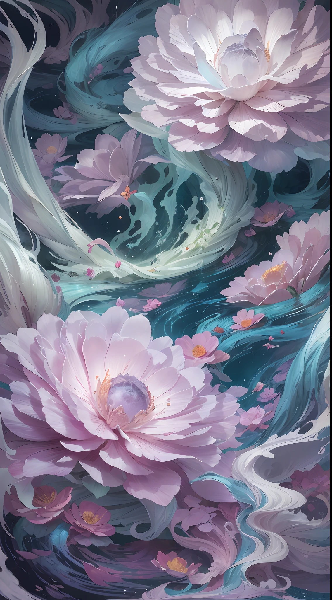 surrealism, conceptual art, classicism, back lit lighting, full bloom, Optical illusion, Wide-angle, Eye level shots, projected inset, hyper HD, Masterpiece, Textured skin, Super detail, High quality, Award-Awarded，Blue and white porcelain beauty，Green Swirl Soul, ornate and flowing, author：Tan Yang Kano,Ellen Jewett, Beeple e James Jean, author：Wen Boren, james jean and wlop, Chinese art, author：Ren Renfa, yanjun cheng, Thomas Villatte is intricate