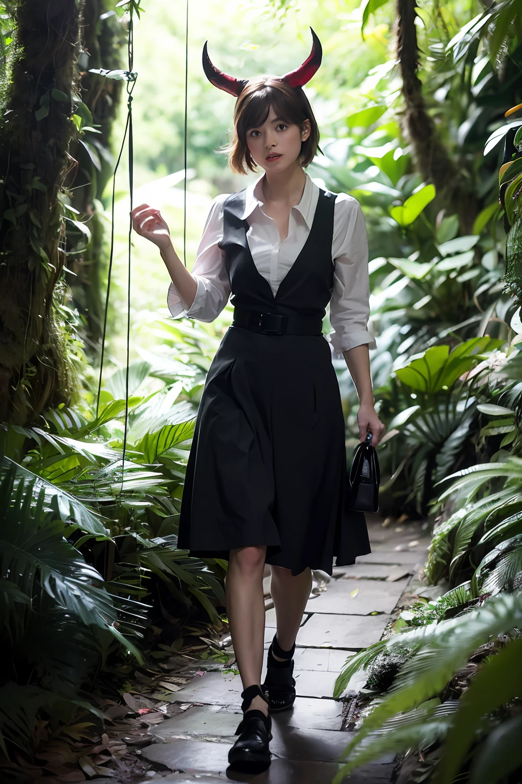 (8k, best quality, masterpiece, ultra highres:1.2) Photo of Pretty Japanese woman
beautiful 3-D photograph kawaii female emma watson in resident Evil, (devil beautiful multidaigmind entity:1.36) in disney rainforest forest tarot card style, beautiful enchanting fashion contemporary painting with a