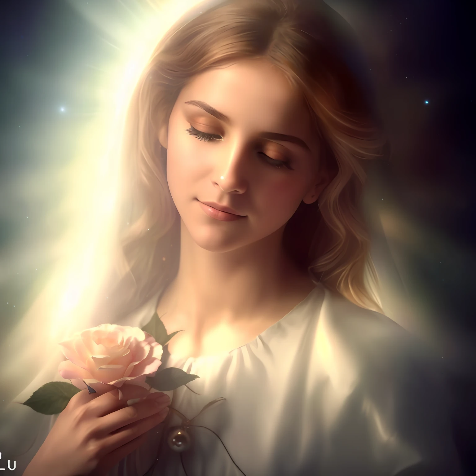 (((Blessed Virgin Mary))) Obra maestra, (La mejor calidad: 1.2), (super fine: 1.2), illustration, (extremadamente delicado y hermoso: 1.2), movie angle, flotante, (Hermoso ojo de detalle: 1.1), (detalle luz: 1.1), Movie Lights, Cielo delicado, ojos azules, (Cola de caballo alta: 1.1), capa, ojuelos, (luna: 1. 2), (Luz de la luna: 1.1), cielo estrellado, (light particles: 1.1) dibujo, flor. (Obra maestra), (La mejor calidad), (fotorrealista:1.3), 8k, Textura detallada de la piel, Textura detallada de la tela, Hermosa cara detallada, Detalles intrincados, Ultra detallado (cuerpo de cuerpo entero:1.2)