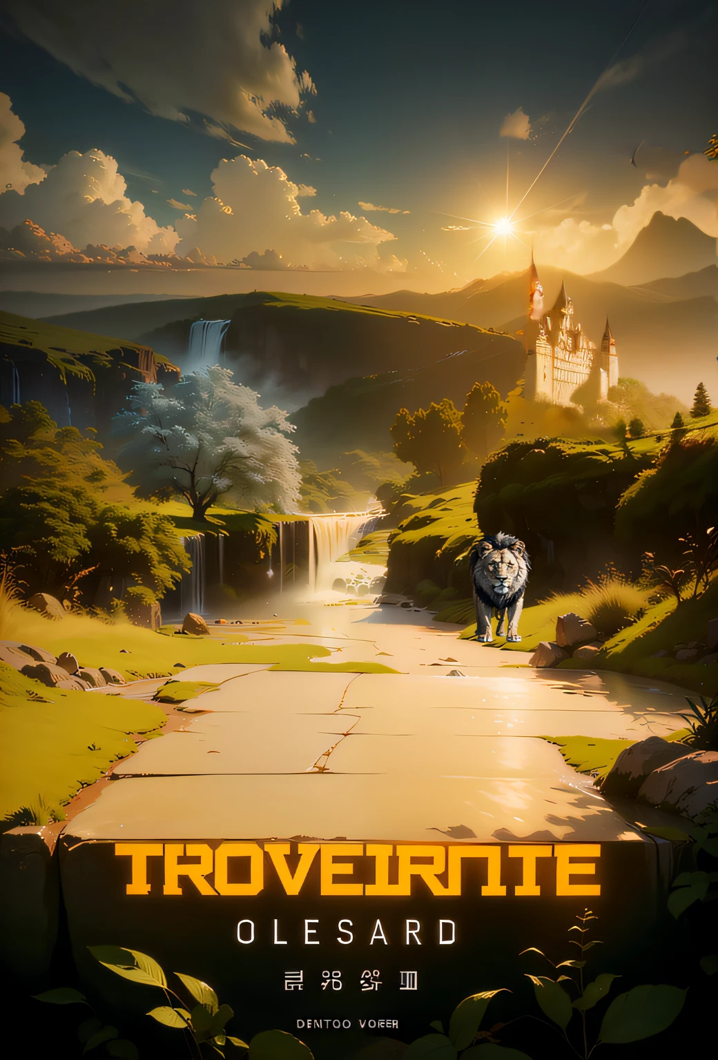 There is a castle in the middle of a mountain, beautiful render of a fairytale, Fantasia pintura escura,Pescador, realistic fantasy rendering, rolands zilvinskis 3d render art, epic castle with tall spires, paisagem da fantasia medieval, illustration matte painting, 3 d render stylized, fantasia 3 d render, Castelo da Fantasia, Arte conceitual da torre medieval gigante