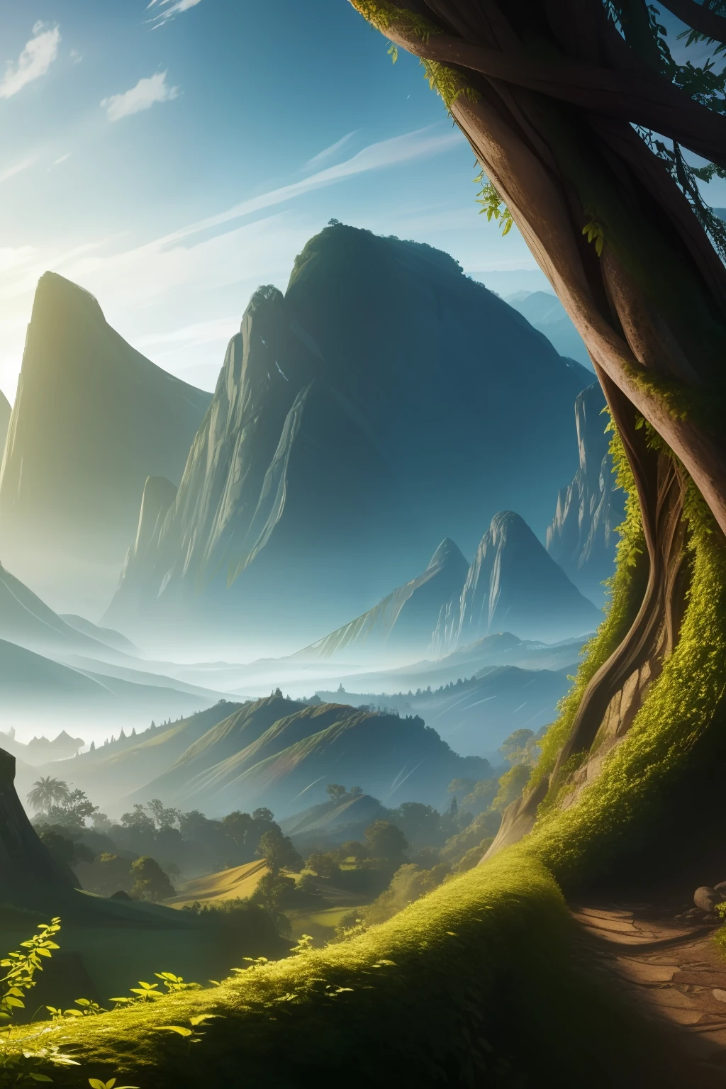 Vine branches take the form of an athletic man, fondo de pantalla de escritorio de Unreal Engine 4K, Arte digital ultra detallado 4K, texturas, sci-fi fantasy wallpaper, Dreamy epic fantasy landscape, pintura digital mate 4K HD, obras de arte impresionantes de 8K