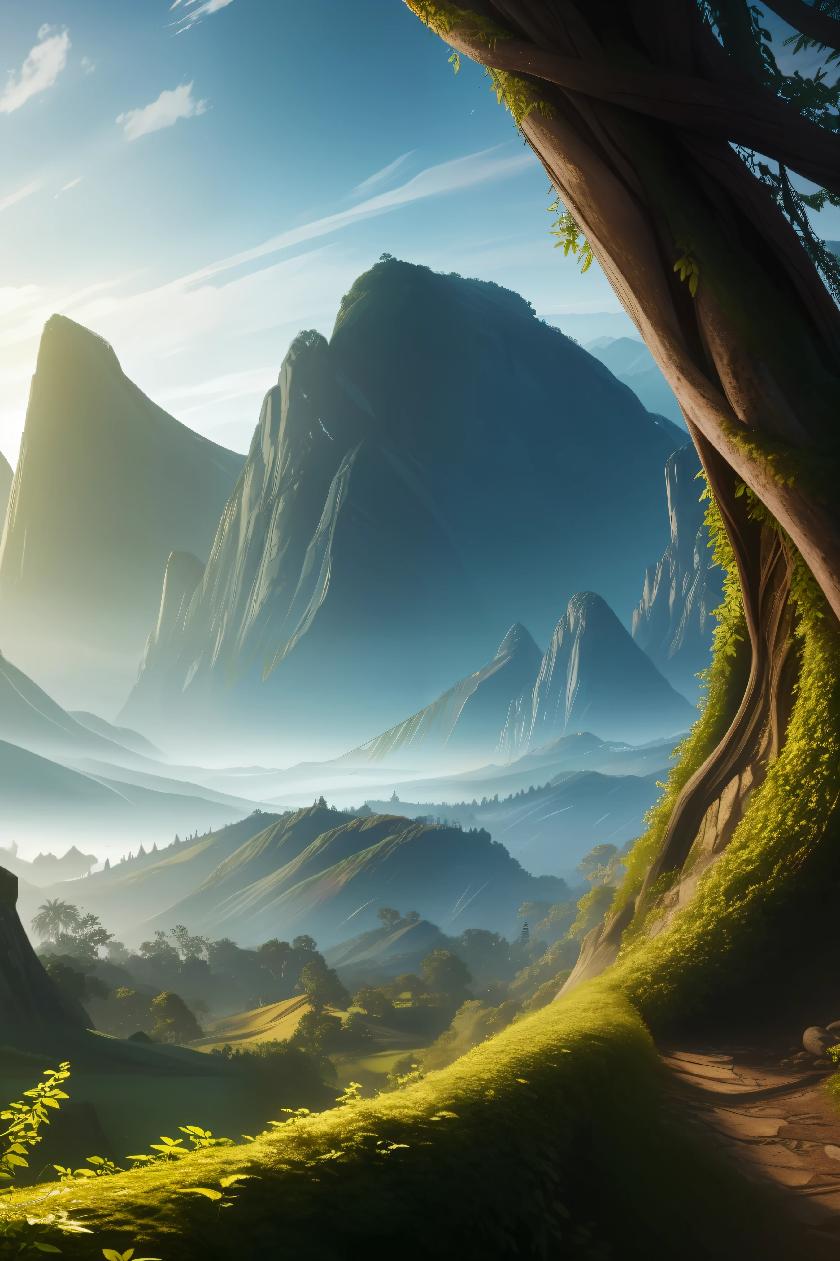 Vine branches take the form of an athletic man, fondo de pantalla de escritorio de Unreal Engine 4K, Arte digital ultra detallado 4K, texturas, sci-fi fantasy wallpaper, Dreamy epic fantasy landscape, pintura digital mate 4K HD, obras de arte impresionantes de 8K