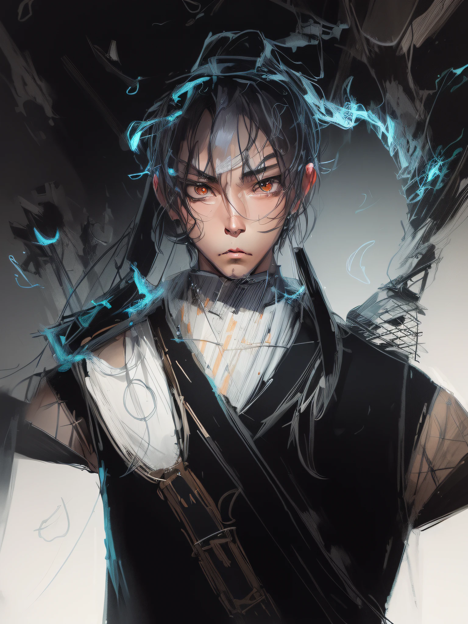 um desenho de um homem com cabelos longos e flechas, inspirado em Okumura Masanobu, anime sketch, inspired by Itō Ogura Yonesuke, sombreamento de anime), Akira, Demon Slayer rui fanart, personagem estilo anime, sombreamento de anime, inspirado em Ike no Taiga, inspired by Kawabata Ryūshi --auto