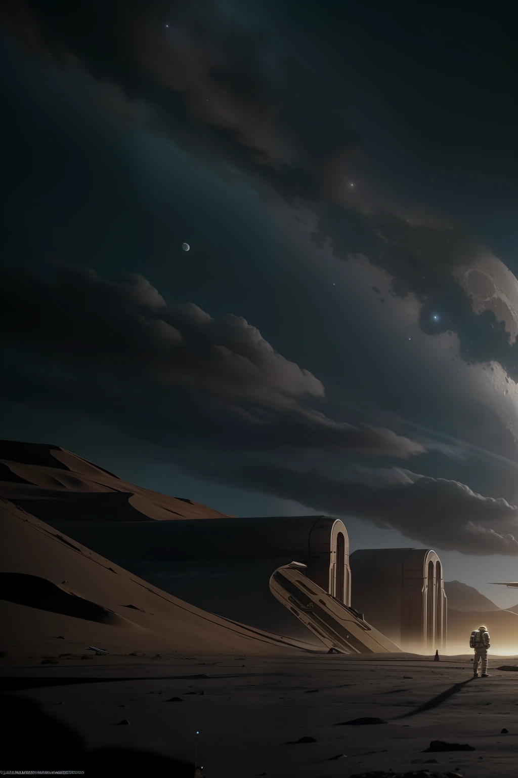 ((( androides con inteligencia artificial construyendo una base lunar))) ,((enfoque cercano de los androides,muchos detalles y texturas)) ((superficie de la luna, astronautas, maquinaria)),(espacio exterior, astronautica, base espacial), arte digital altamente detallado 4K, fondo de pantalla 4K HD muy detallado, impressive fantasy landscape, sci-fi fantasy desktop wallpaper, fondo de pantalla de escritorio de Unreal Engine 4K, Arte digital detallado 4K, sci-fi fantasy wallpaper, Dreamy epic space landscape, pintura digital mate 4K HD, obras de arte impresionantes de 8K