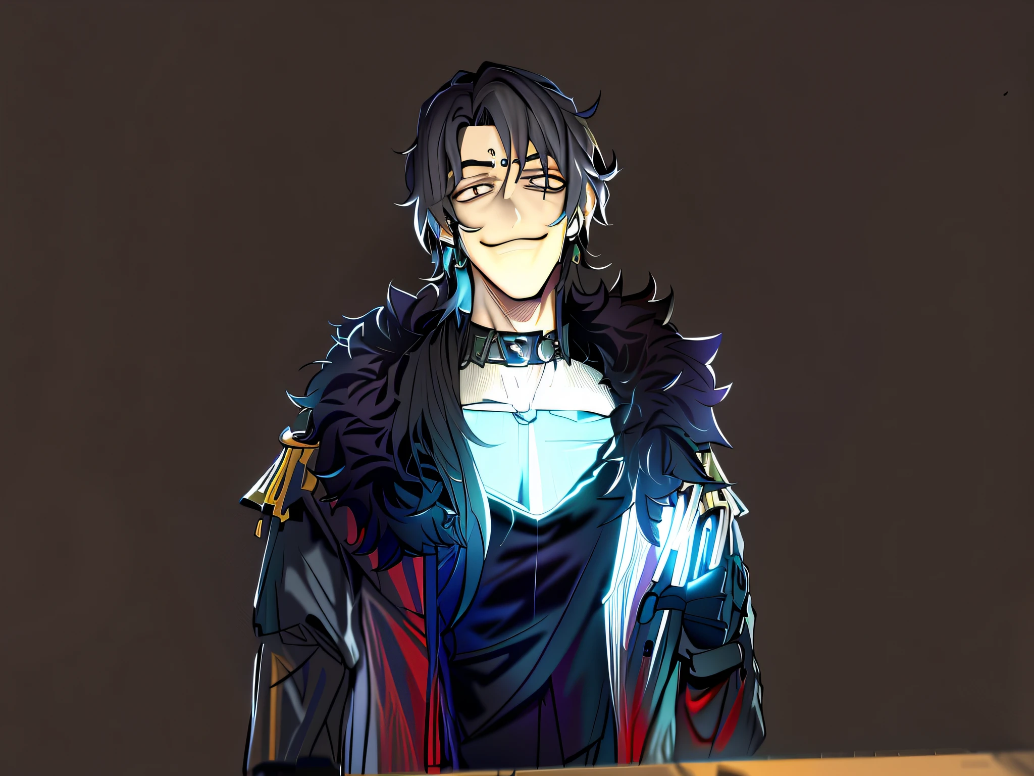 desenho de um homem em um casaco branco e gravata borboleta, inspirado em Okumura Masanobu, fanart requintada altamente detalhada, ( ( arte conceitual do personagem ) ), he's smiling, Directed by: Kamisaka Sekka, pintado em anime painter studio, cara bonito na arte demon slayer, sorrindo lascivamente --auto