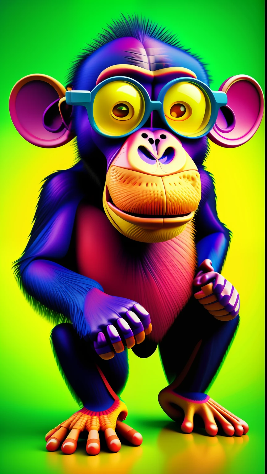 Chimpanzee The human Suits eye glasses NFT Illustration The only one colourfull