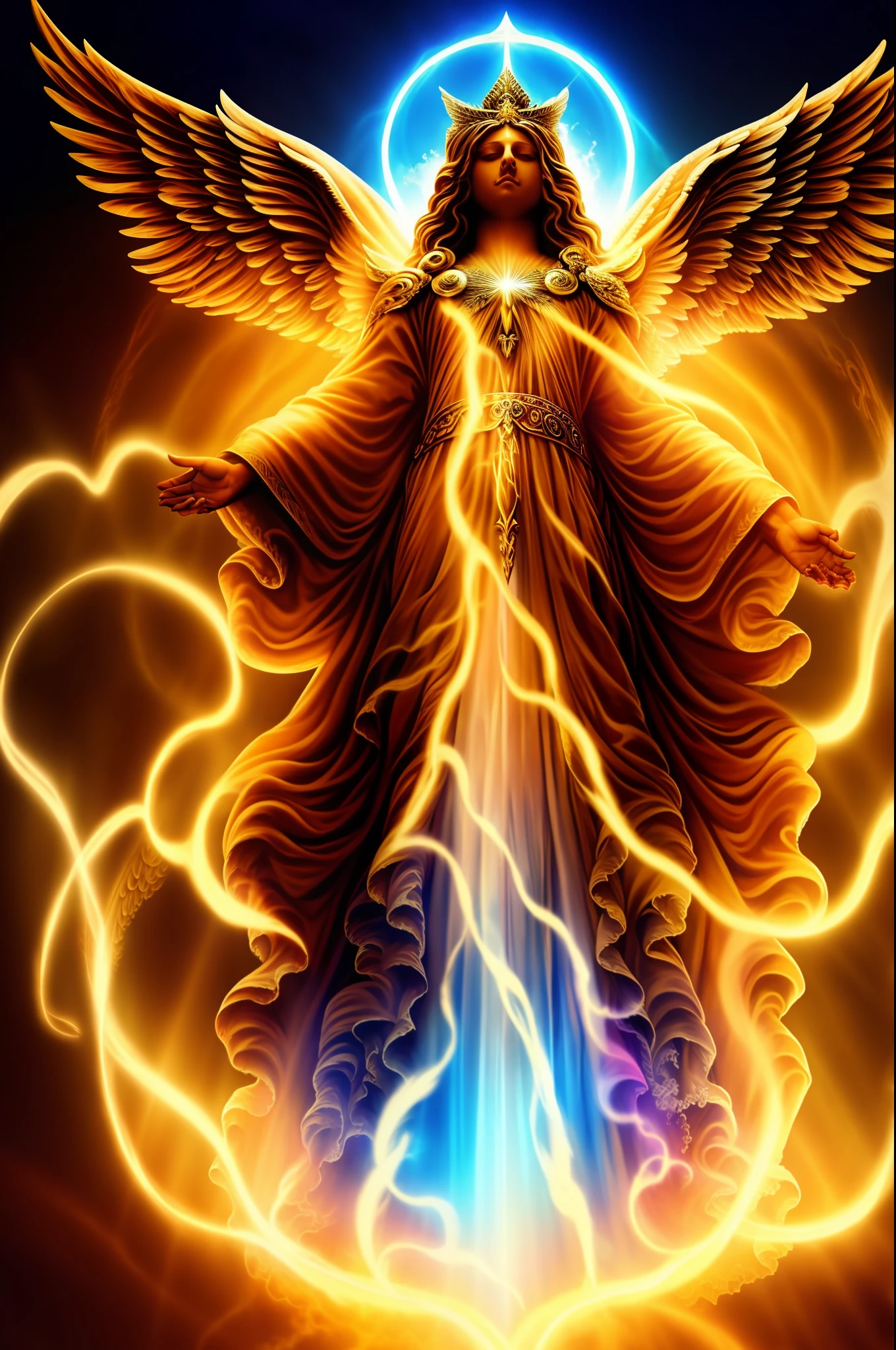 Divine angels sustaining the heavenly throne of God with their spiritual essence, allowing the flow of divine power into creation.