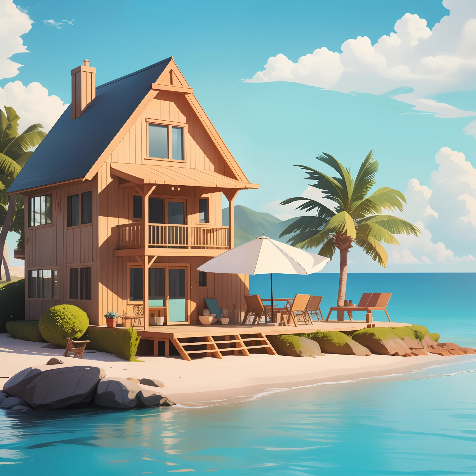 Beach house, cozy scene