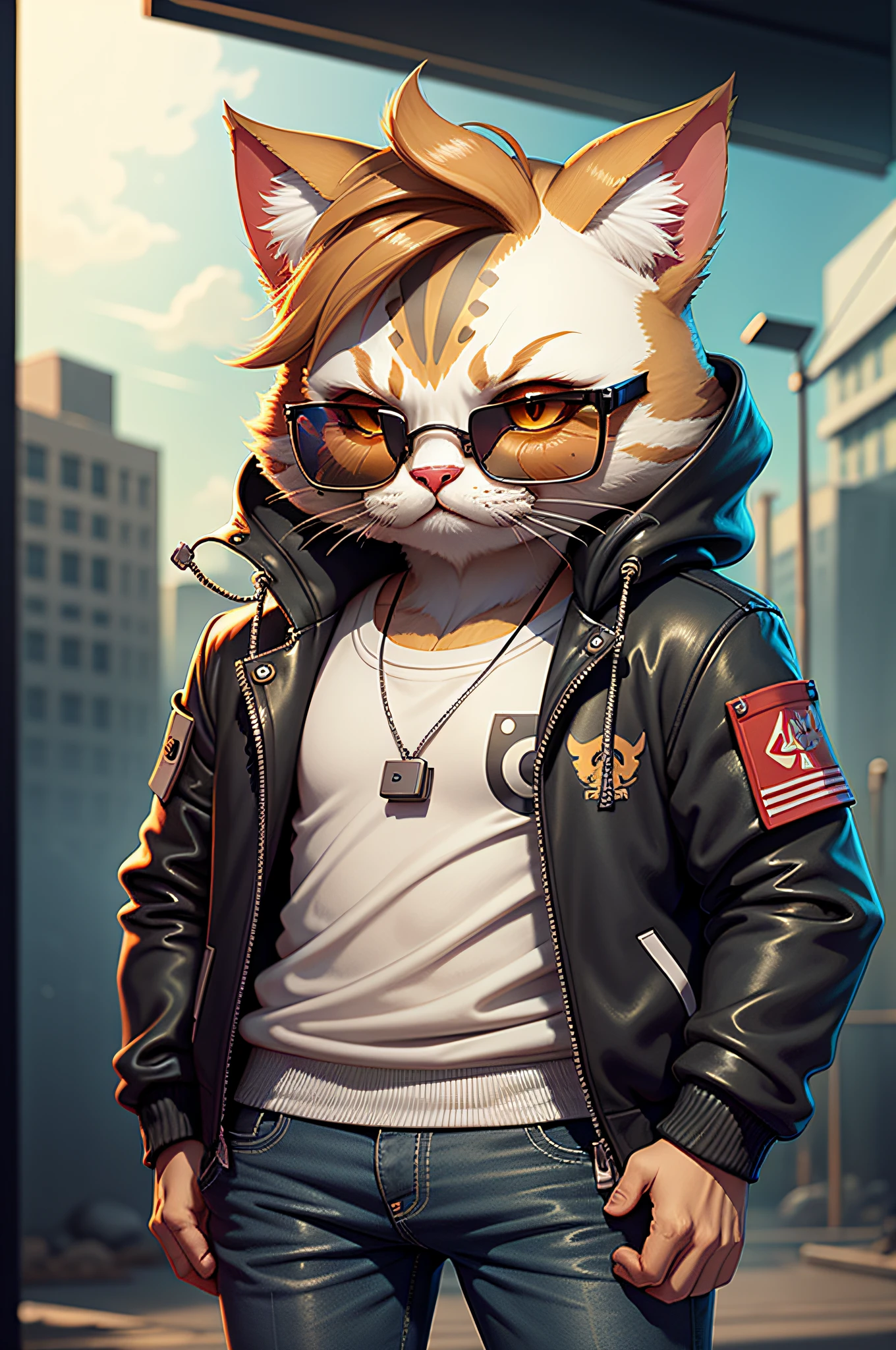 c4tt4stic, a cartoon cat wearing a jacket and sunglasses,