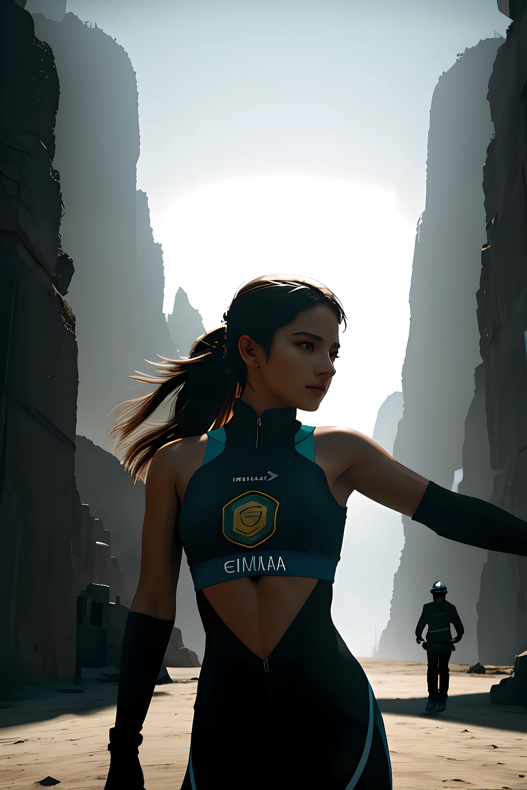Ultra-detailed portrait sticker of a beautiful Brazilian woman in skating sportswear, High-quality shaded illustration of cells in post-apocalyptic style, cuerpo completo, dynamic pose, Perfect anatomy, centrado, libertad, alma, approach to perfection, Sombreado de celdas, 8k , cinematic dramatic atmosphere, global ilumination, Entorno detallado e intrincado, Artstation, arte conceptual, fluid and sharp focus, volumetric illumination, cinematic lighting