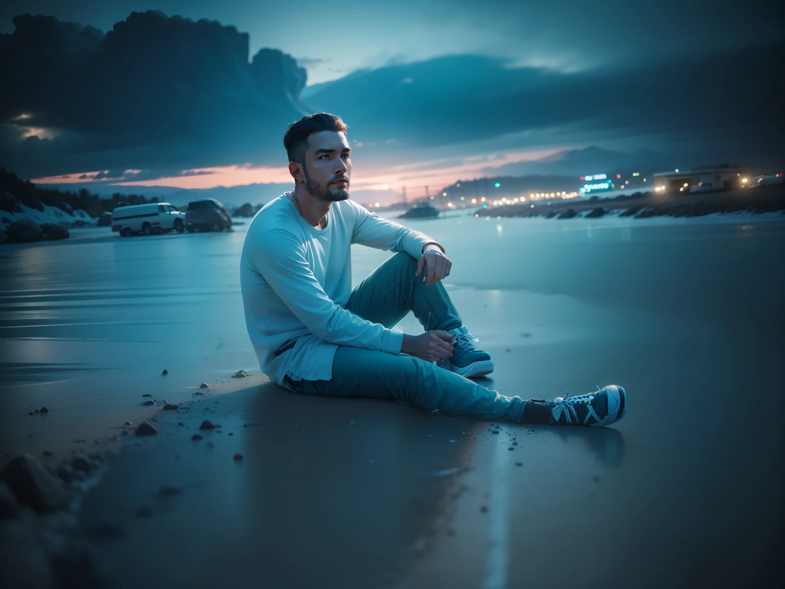Change shose by air jirdan retro 3 ,change the T shirt (high detail:1 1), natural skin, high quality (detailed face and eyes), noise, extra, real photo, PSD, lamp film photography, sharp focus, contrast lighting, high resolution 8k, crazy detail, realistic, professional photography, 8k UHD, SLR camera, soft lighting, high quality, film grain, Fujifilm XT3