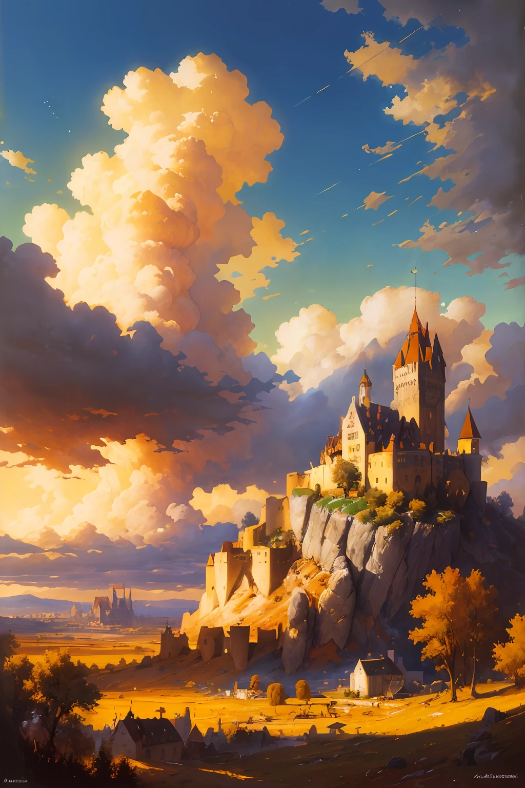 dreamlikeart absurdres highres masterpiece best quality
Alois Arnegger Antoine Blanchard
town castle forest desert sky clouds