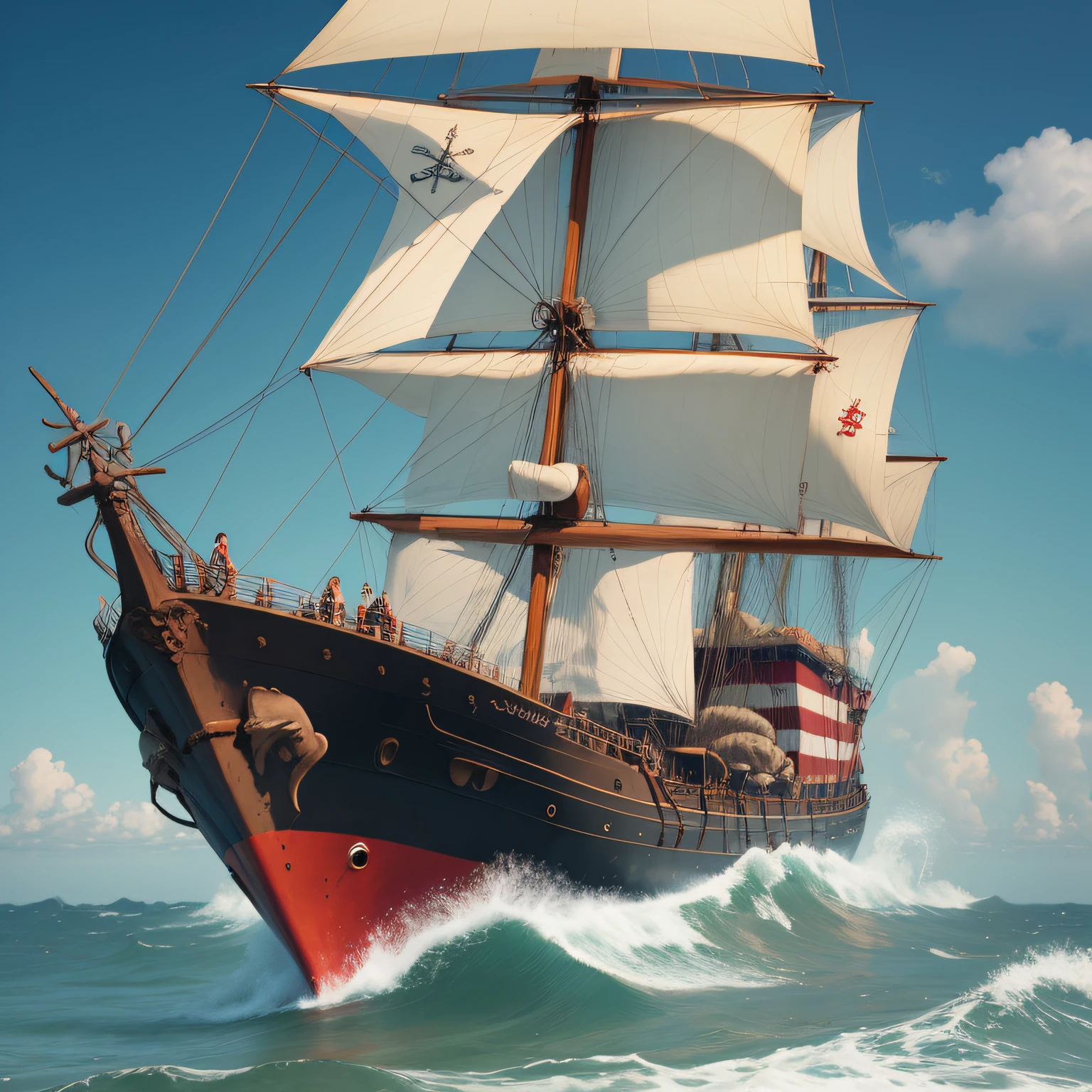 navio pirata em alto mar, objeto, arte fantasia.