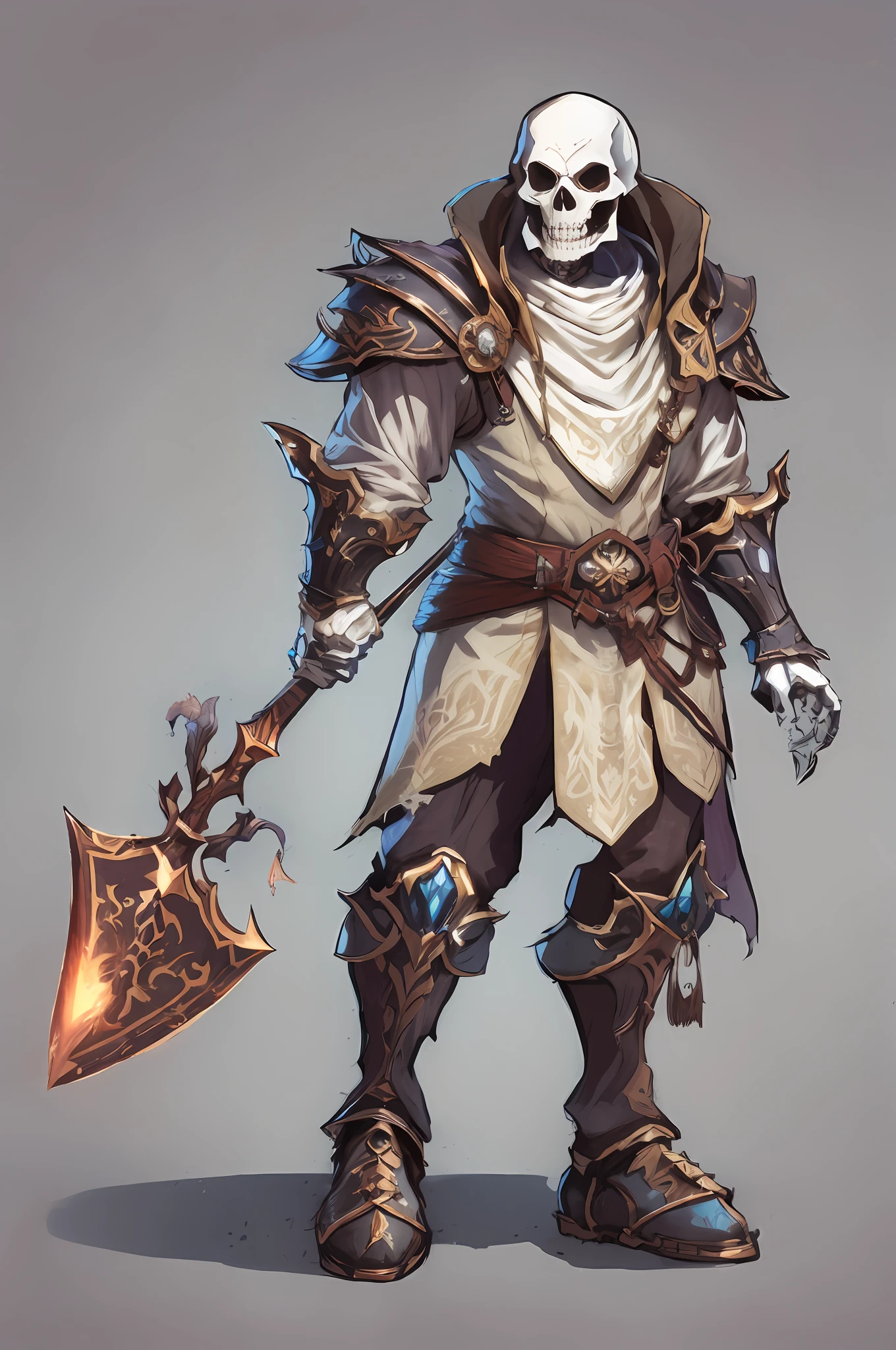 a cartoon image of a skeleton dressed in armor holding a sword, undead knight, heroic fantasy character concept, dark fantasy character design, rpg concept art character, skeleton knight, an undead desert lich pharaoh, d&d dark sun character art, full portrait of magical knight, warrior character design, fantasy character concept, detailed character art, fantasy character design, arcane concept art