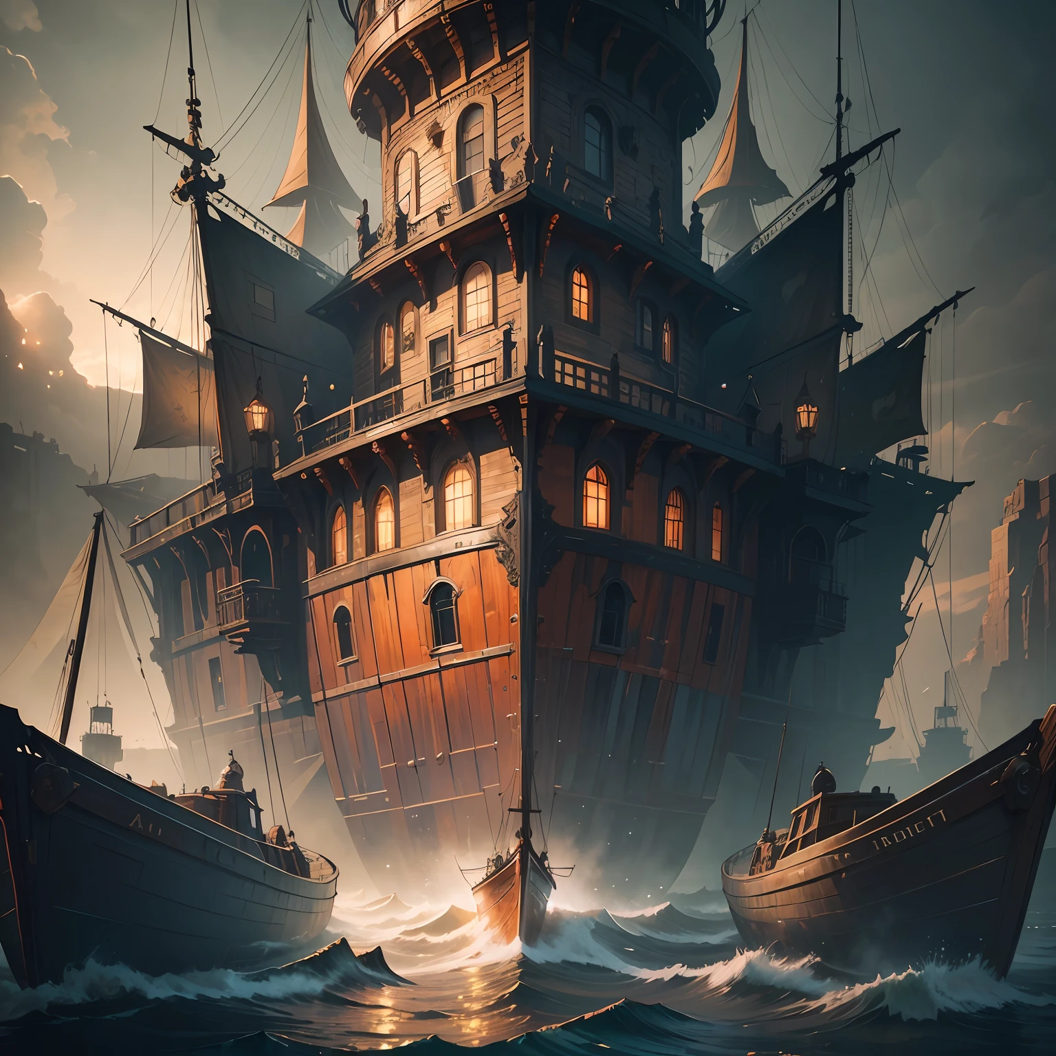 (dark shot:1.1), realistic epic, old boat broken in big storm, illustrated by Herg, tin comic style, pen and ink, female pilot, art by Greg Rutkowski and artgerm, soft cinematic light, Adobe Lightroom, Photolab, HDR, intricate, highly detailed, (depth of field: 1.4), faded, (neutral colors:1.2), (HDR:1.4), (muted colors:1.2), hyperdetailed, (artstation:1.4), Cinematic, warm lights, dramatic light, (intricate details:1.1), complex background, (rutkowski:0.66), (navy and orange:0.4), (intricate details:1.12), hdr, (intricate, hyper-detailed details:1.15) --auto