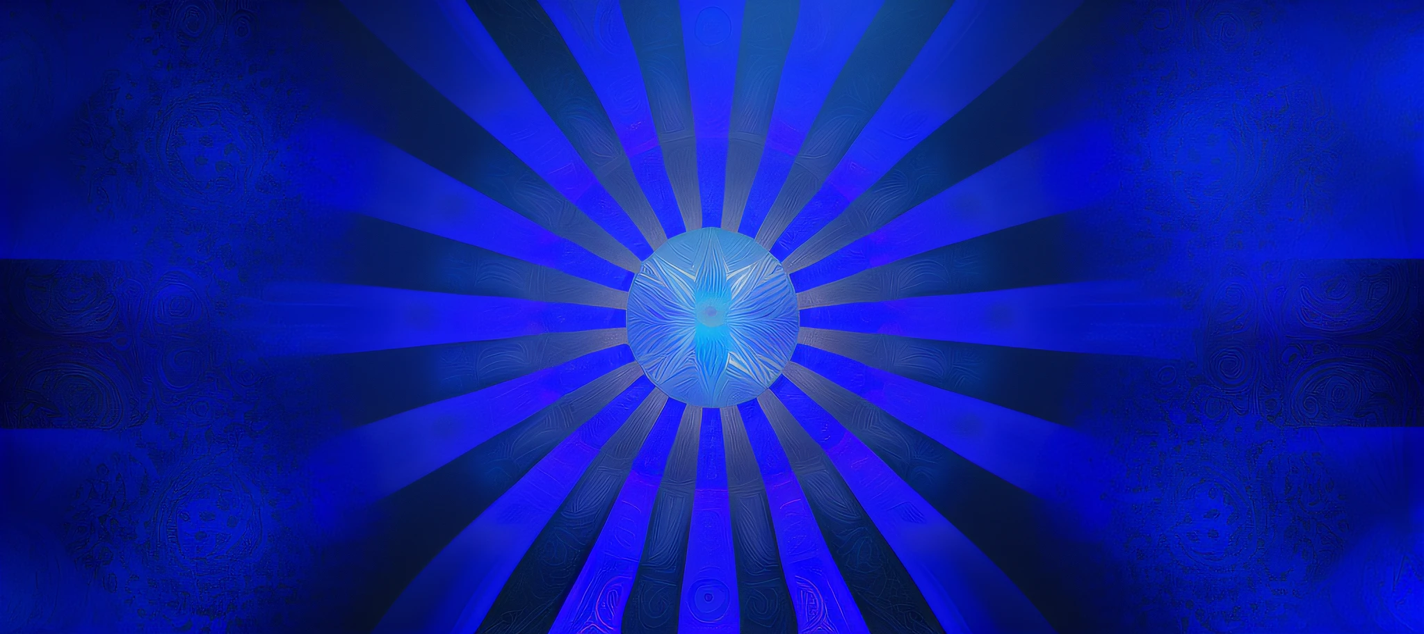 arafed image of a blue background with a paisley pattern, blue rays, blue rays from tv, blue sunshine, abstract sun in background, indigo background, blue rays of light, with a blue background, blue backgroung, digital illustration radiating, rays of blue moonlight, blue backdrop, blue image, an abstract spiritual background, blue background