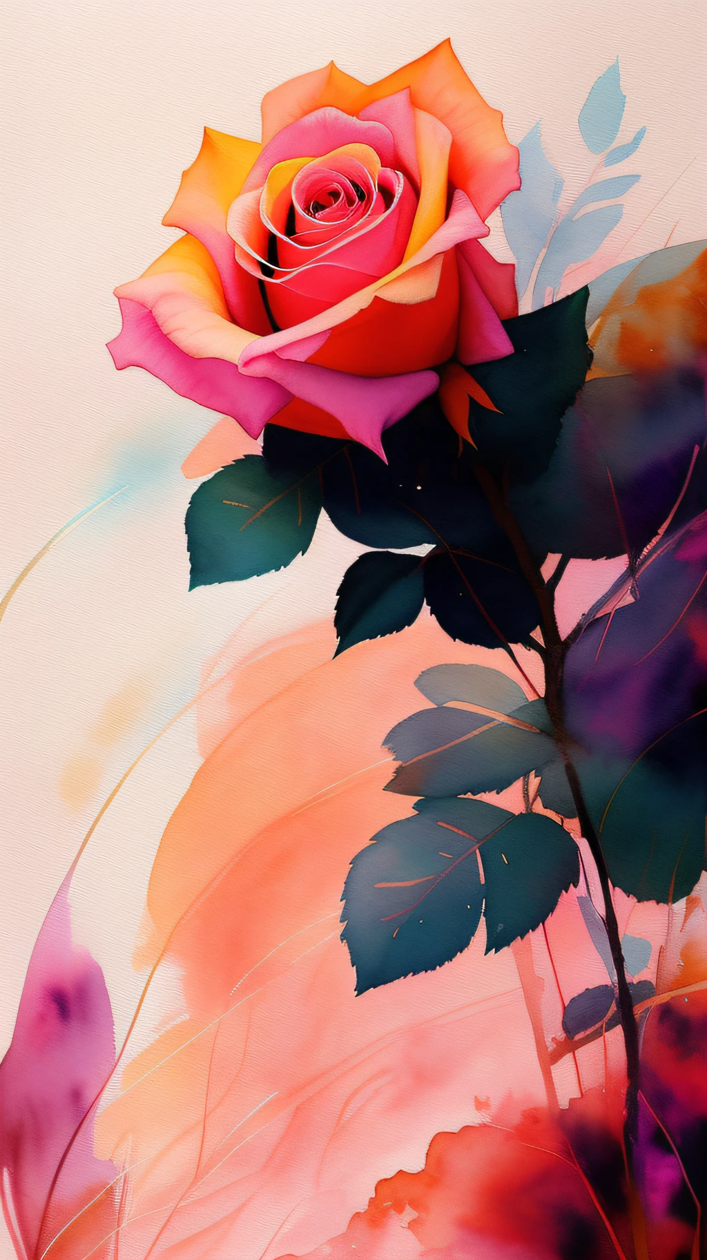 there is a painting of a rose with a pink background, Nair Archan, pintura em aquarela vibrante, Aquarela vibrante, Bela arte UHD 4K, pintura colorida em aquarela, Jean-Sebastien Rossbach, pintura digital em aquarela, Aquarela colorida, RossDraw pastel vibrante, Jen Bartel, pintura detalhada 4K, papel de parede bonito do iphone, Aquarela intensa, pintado em aquarelas brilhantes