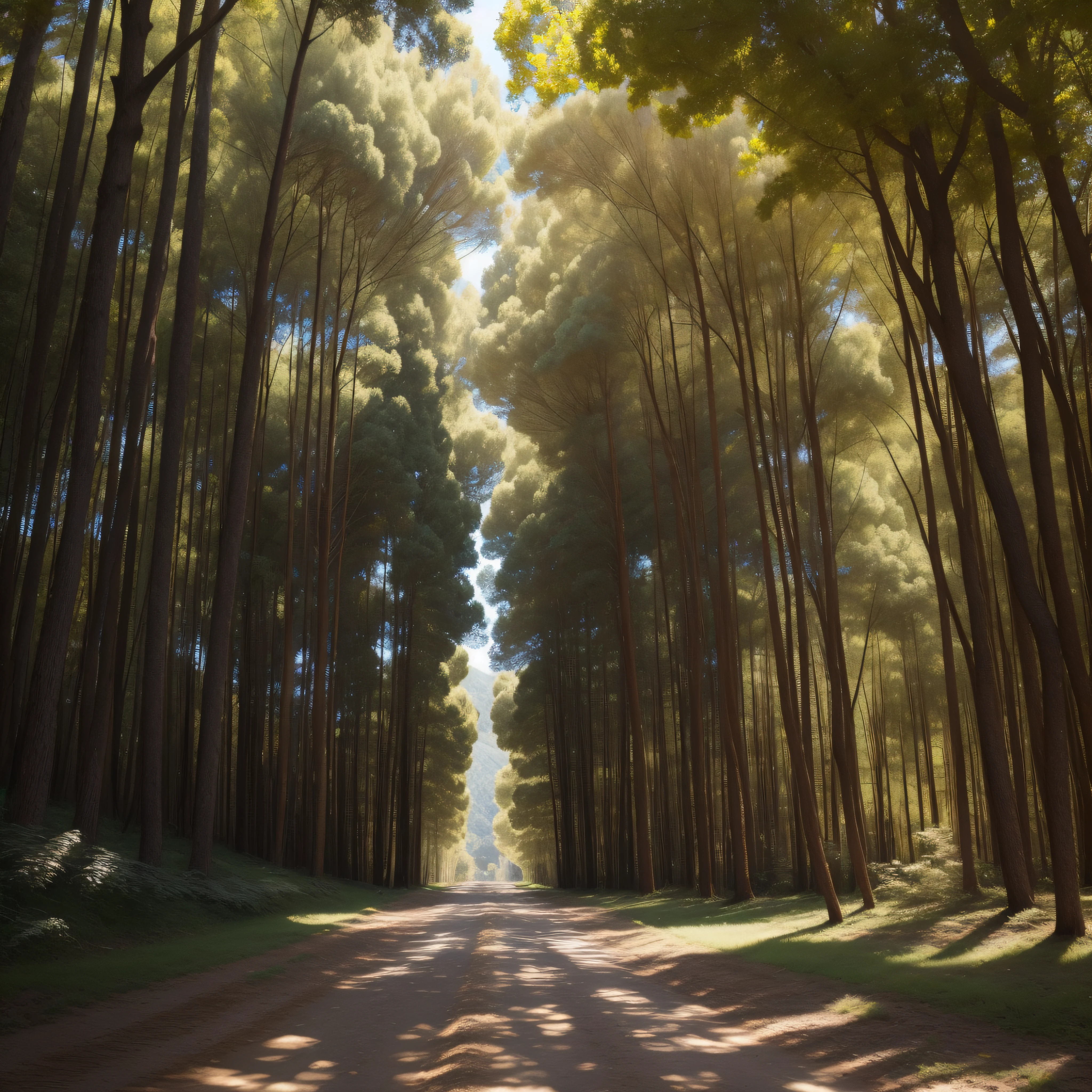 (extremadamente detallado, obra maestra, La mejor calidad), paisaje de bosque. en el cielo hay un agujero profundo del cual se ve un tunel. Daytime Lighting.