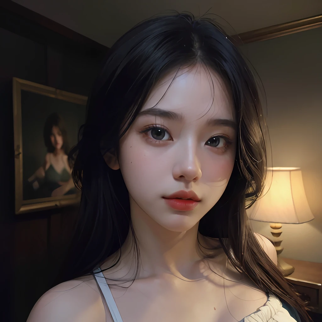 1girl, portrait, masterpiece,ultra realistic,32k,extremely detailed CG unity 8k wallpaper, best quality, vibrant colors,soft lighting , Half-up, half-down