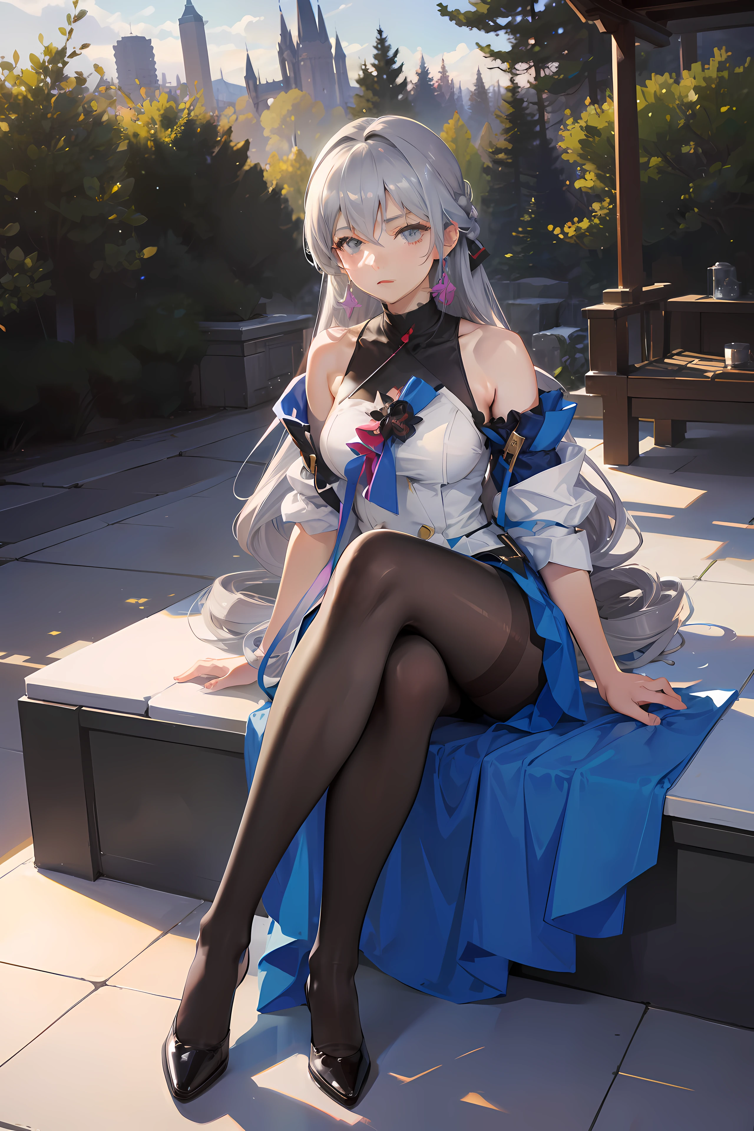 (masterpiece),best quality, expressive eyes, perfect face, 1girl,
big breast, H-cup, good breast, beautiful, gorgeous,anime,girl,lora, 
 nipple visible  though clothes,ph bronya,
1girl,
solo,
earrings,
long hair,
grey hair,
drill hair,
grey eyes,pantyhose,w sitting, w sitting on ground, legs on ground, hands between thighs, arms between legs, both arms between legs,hands between legs