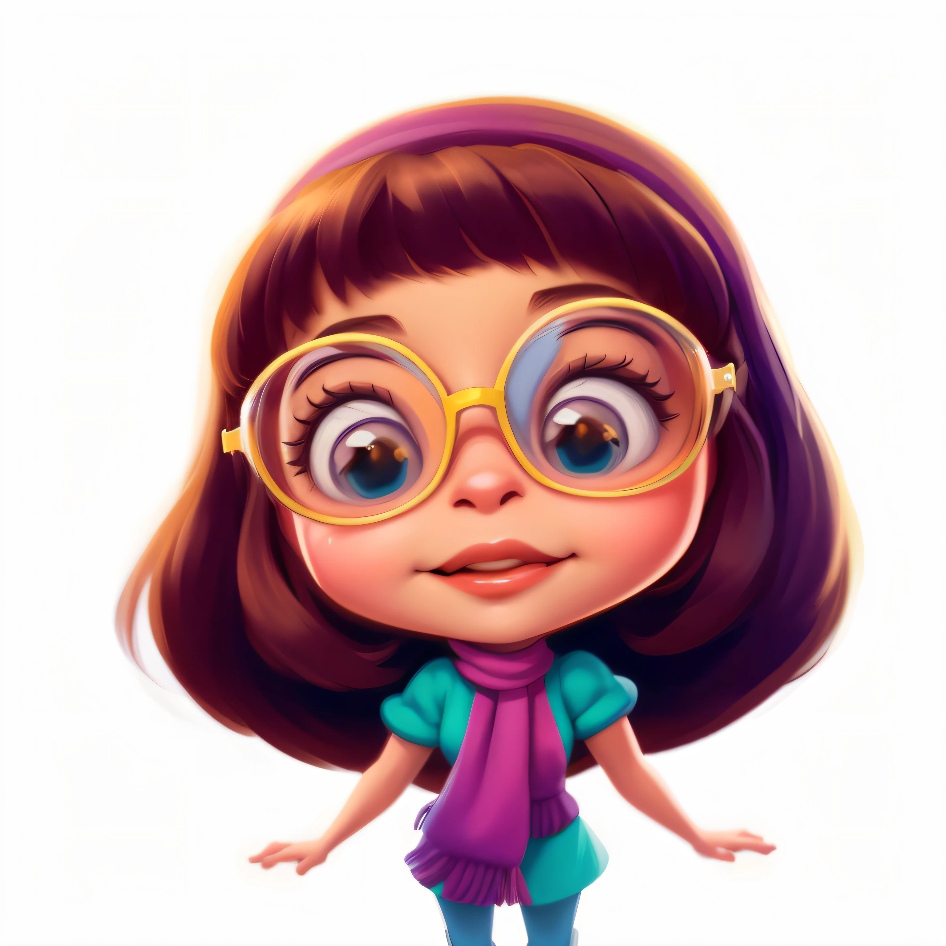 a cartoon girl with glasses and a scarf in, painting digital adorable, personagem bonito dos desenhos animados, pintura digital dos desenhos animados, arte digital bonito, girl with glasses, charicatura, retrato dos desenhos animados, arte de pintura digital dos desenhos animados, pintura realista da bonito, personagem bonito, in cartoon style, arte digital dos desenhos animados, arte digital detalhada bonito, design de personagem muito estilizado, retrato estilizado